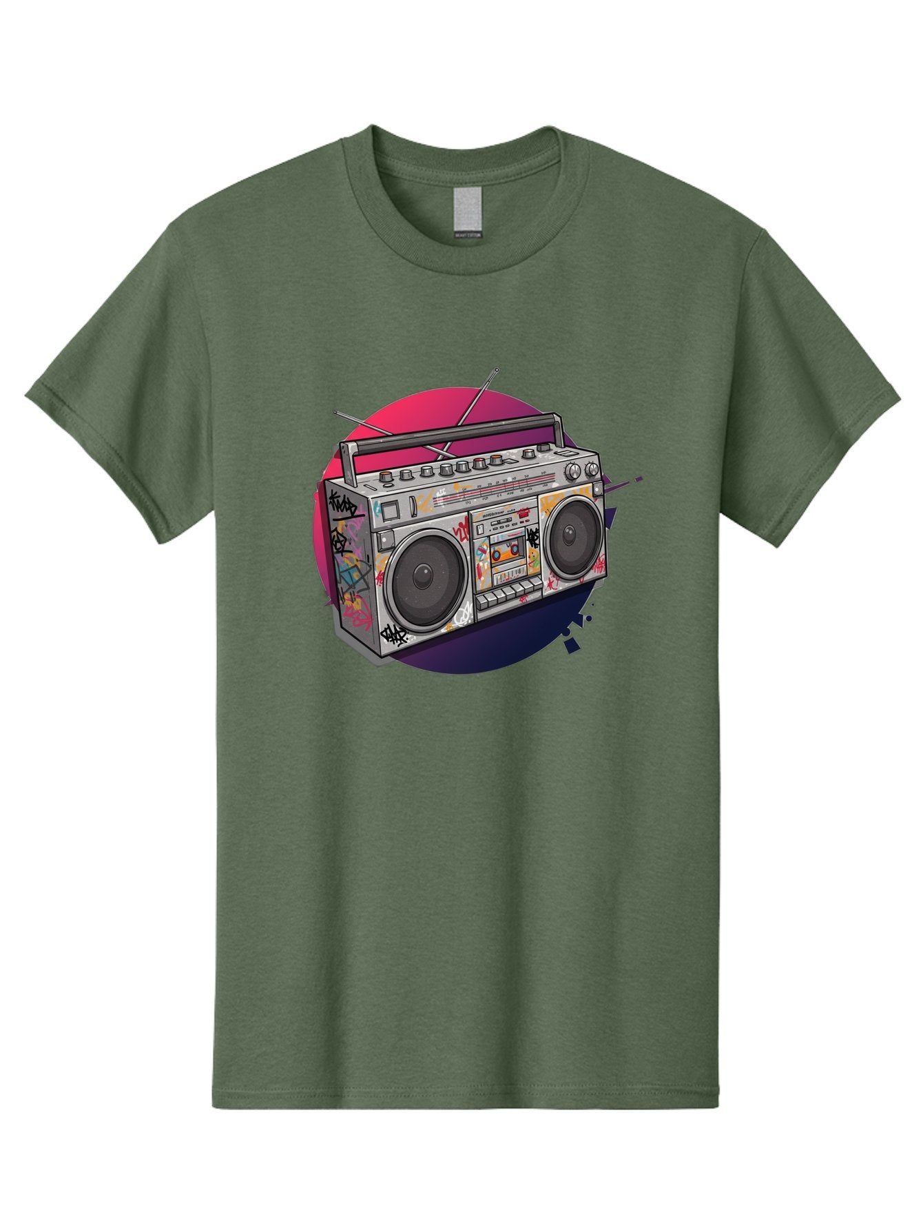 Boombox Men'S Graphic Tee, 100% Cotton, Comfortable Casual Summer Wear, Machine Washable, Vintage Boombox, Retro Music Player, Graffiti Art, Cassette Tape, 80S Nostalgia, Portable Radio, Street Style, Urban Culture Bac679 9