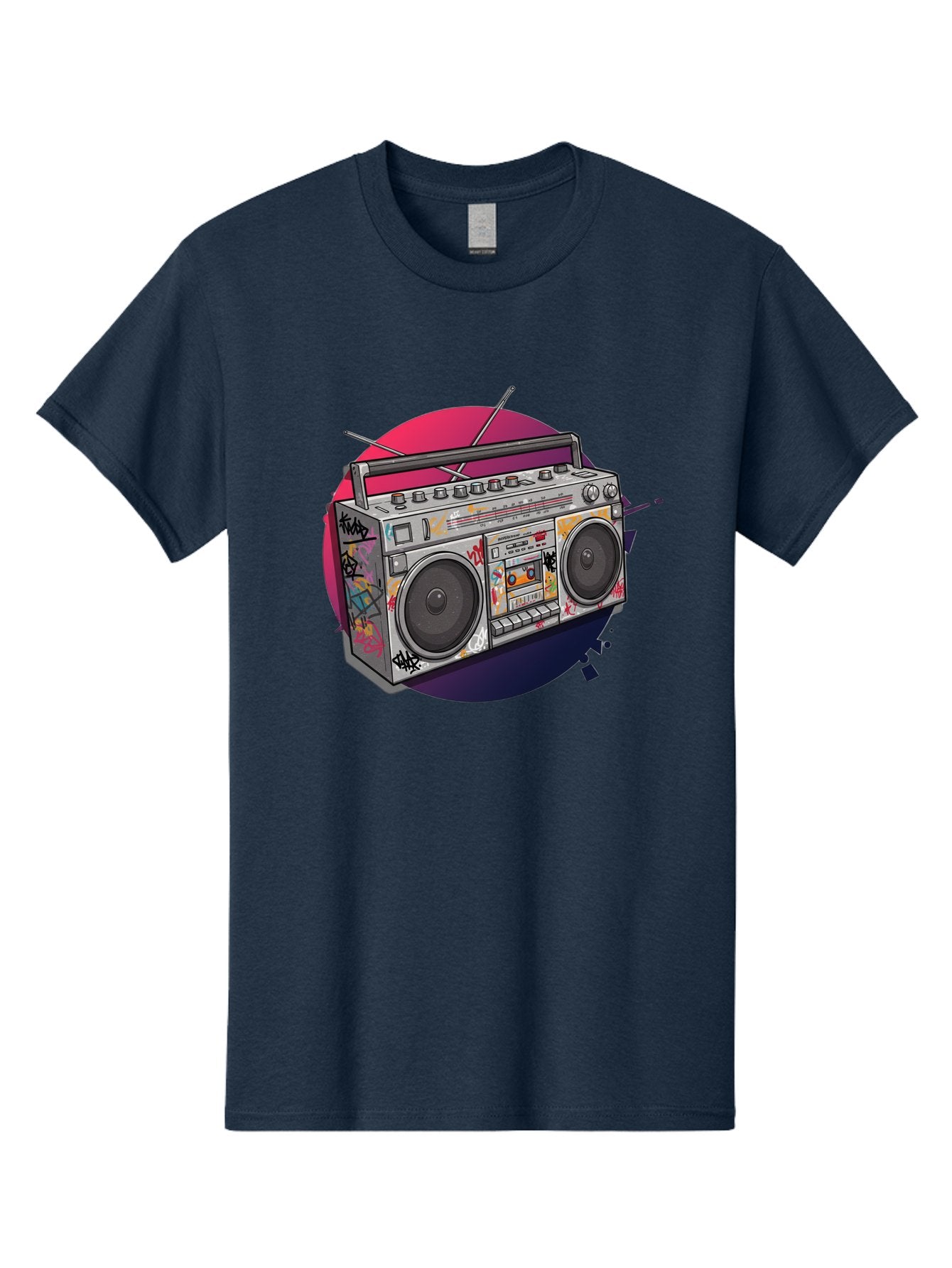 Boombox Men'S Graphic Tee, 100% Cotton, Comfortable Casual Summer Wear, Machine Washable, Vintage Boombox, Retro Music Player, Graffiti Art, Cassette Tape, 80S Nostalgia, Portable Radio, Street Style, Urban Culture Bac679 5