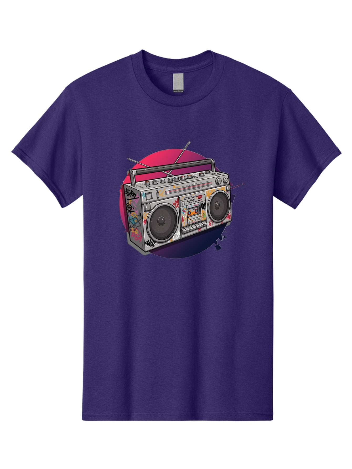 Boombox Men'S Graphic Tee, 100% Cotton, Comfortable Casual Summer Wear, Machine Washable, Vintage Boombox, Retro Music Player, Graffiti Art, Cassette Tape, 80S Nostalgia, Portable Radio, Street Style, Urban Culture Bac679 15