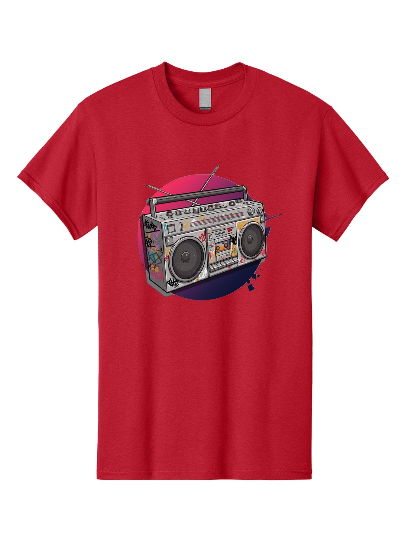 Boombox Men'S Graphic Tee, 100% Cotton, Comfortable Casual Summer Wear, Machine Washable, Vintage Boombox, Retro Music Player, Graffiti Art, Cassette Tape, 80S Nostalgia, Portable Radio, Street Style, Urban Culture Bac679 7