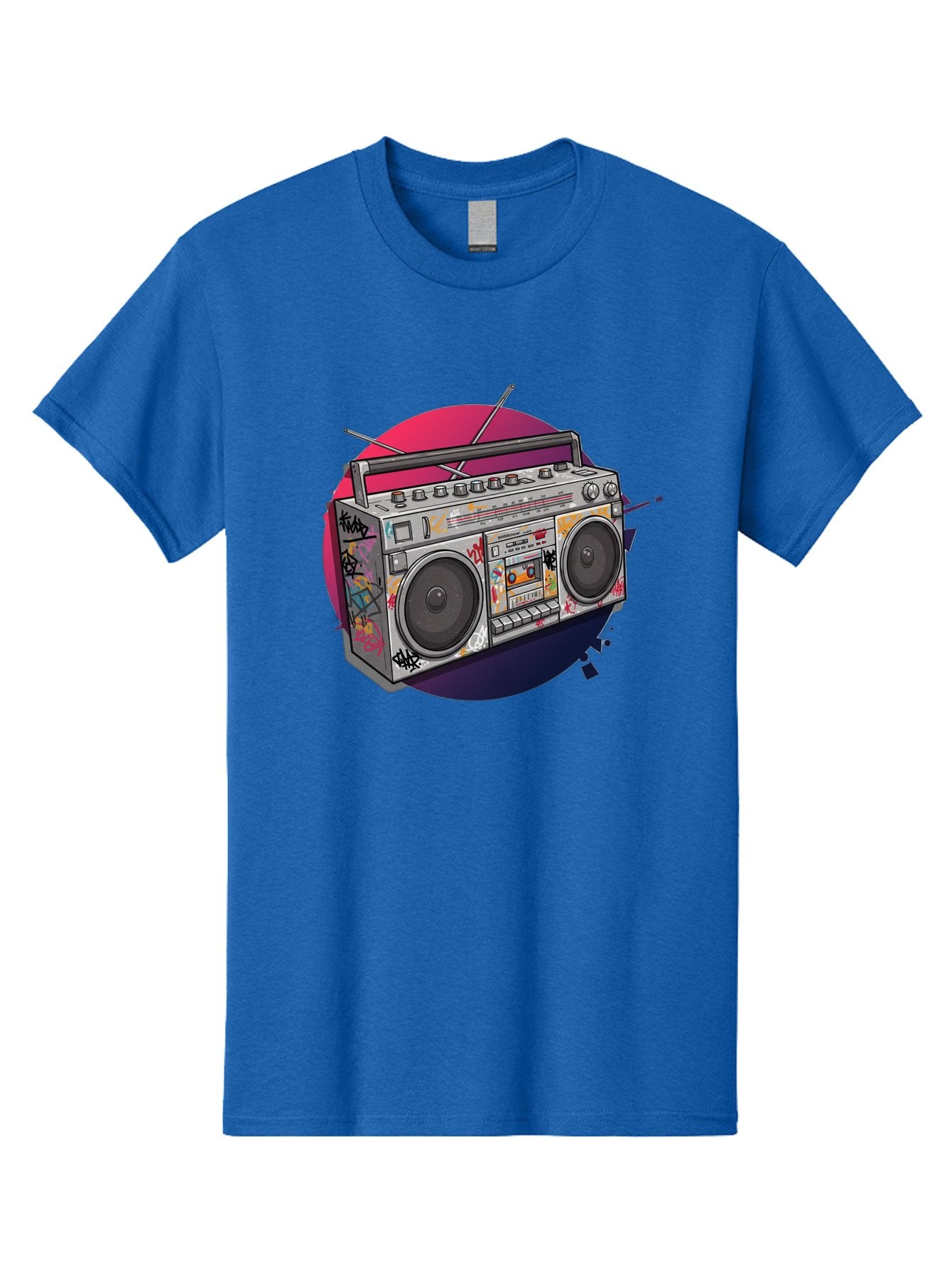 Boombox Men'S Graphic Tee, 100% Cotton, Comfortable Casual Summer Wear, Machine Washable, Vintage Boombox, Retro Music Player, Graffiti Art, Cassette Tape, 80S Nostalgia, Portable Radio, Street Style, Urban Culture Bac679 13