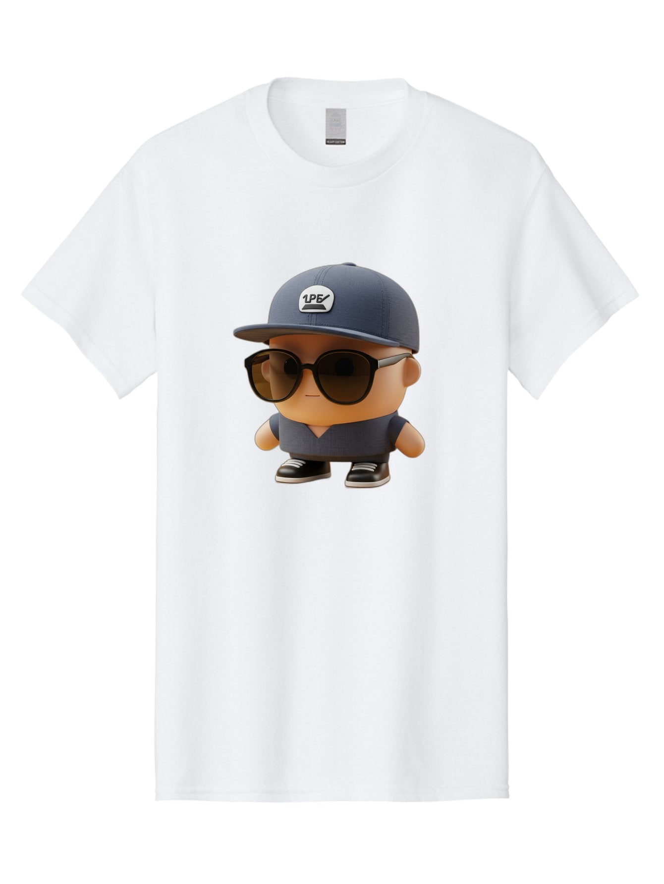 Boy Men'S Graphic Tee, 100% Cotton, Comfortable Casual Summer Wear, Machine Washable, Cartoon Character, Cool Guy, Sunglasses, Casual Wear, Trendy Outfit, 1P5 Logo, Streetwear Style, Modern Fashion, Graphic Design Bac680