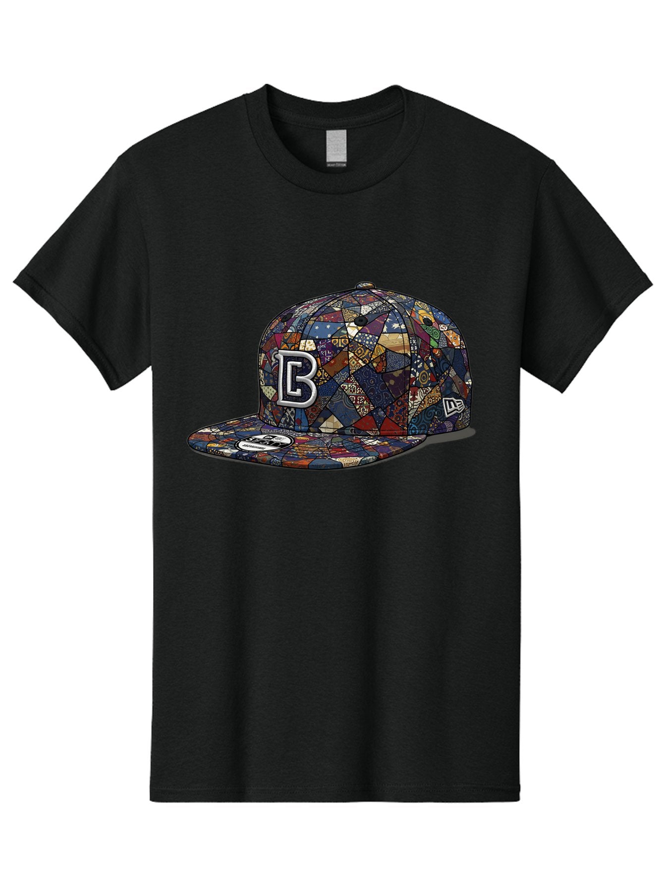 Brooklyn-Baseball-Cap Men'S Graphic Tee, 100% Cotton, Comfortable Casual Summer Wear, Machine Washable, Baseball Cap, Mosaic Pattern, Colorful Design, B Logo, New Era Brand, Sports Apparel, Fashion Accessory, Trendy Hat, Casual Wear, Bac682 7