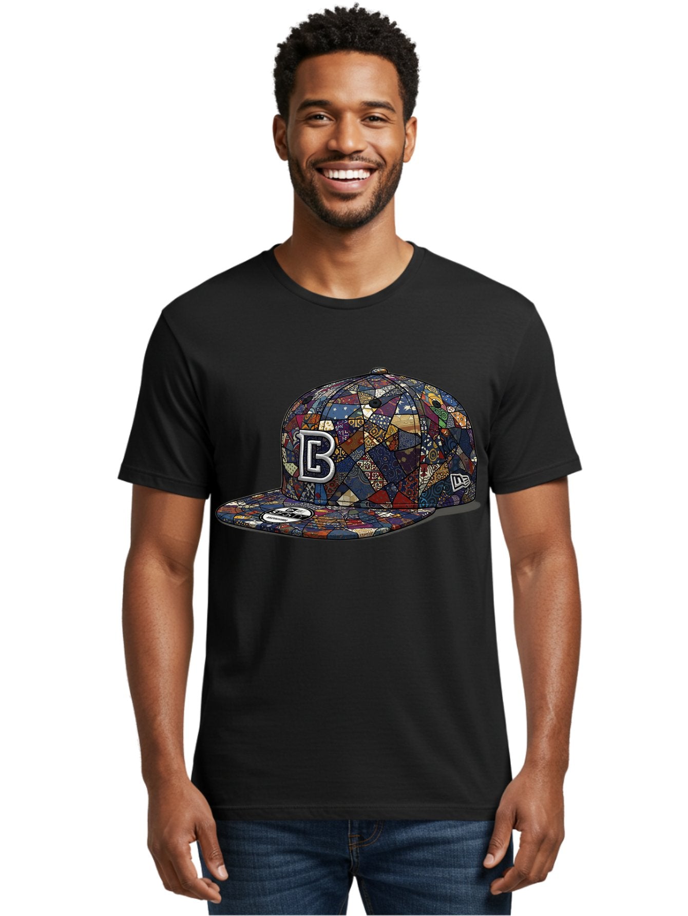 Brooklyn-Baseball-Cap Men'S Graphic Tee, 100% Cotton, Comfortable Casual Summer Wear, Machine Washable, Baseball Cap, Mosaic Pattern, Colorful Design, B Logo, New Era Brand, Sports Apparel, Fashion Accessory, Trendy Hat, Casual Wear, Bac682 16