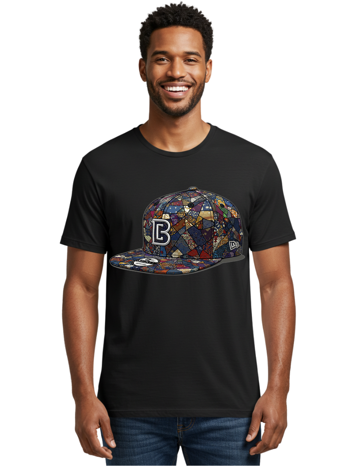 Brooklyn-Baseball-Cap Men'S Graphic Tee, 100% Cotton, Comfortable Casual Summer Wear, Machine Washable, Baseball Cap, Mosaic Pattern, Colorful Design, B Logo, New Era Brand, Sports Apparel, Fashion Accessory, Trendy Hat, Casual Wear, Bac682 28