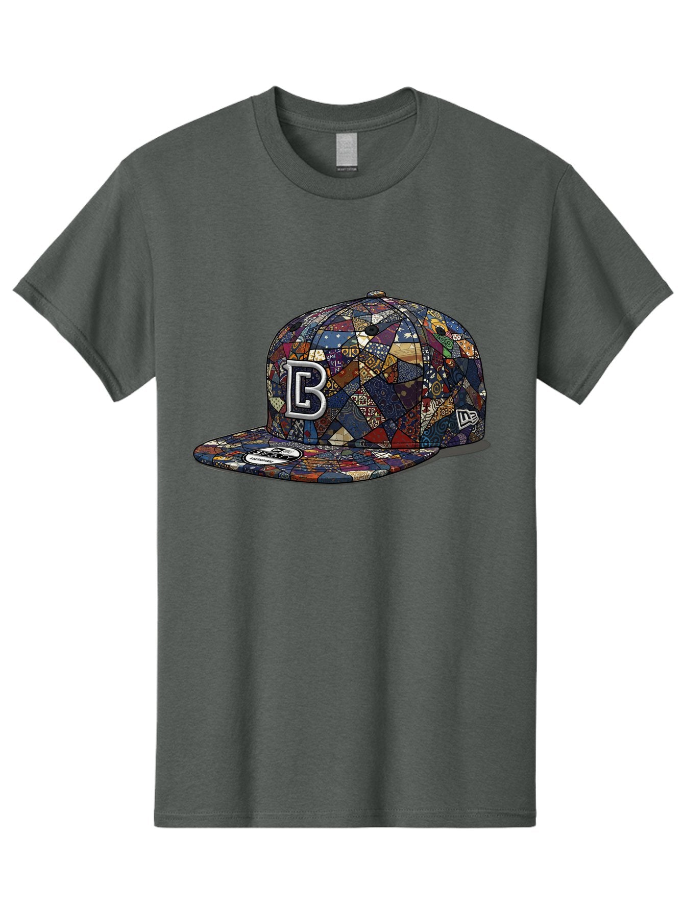 Brooklyn-Baseball-Cap Men'S Graphic Tee, 100% Cotton, Comfortable Casual Summer Wear, Machine Washable, Baseball Cap, Mosaic Pattern, Colorful Design, B Logo, New Era Brand, Sports Apparel, Fashion Accessory, Trendy Hat, Casual Wear, Bac682 4
