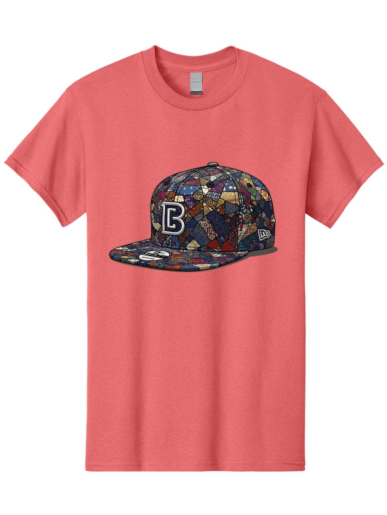 Brooklyn-Baseball-Cap Men'S Graphic Tee, 100% Cotton, Comfortable Casual Summer Wear, Machine Washable, Baseball Cap, Mosaic Pattern, Colorful Design, B Logo, New Era Brand, Sports Apparel, Fashion Accessory, Trendy Hat, Casual Wear, Bac682 15