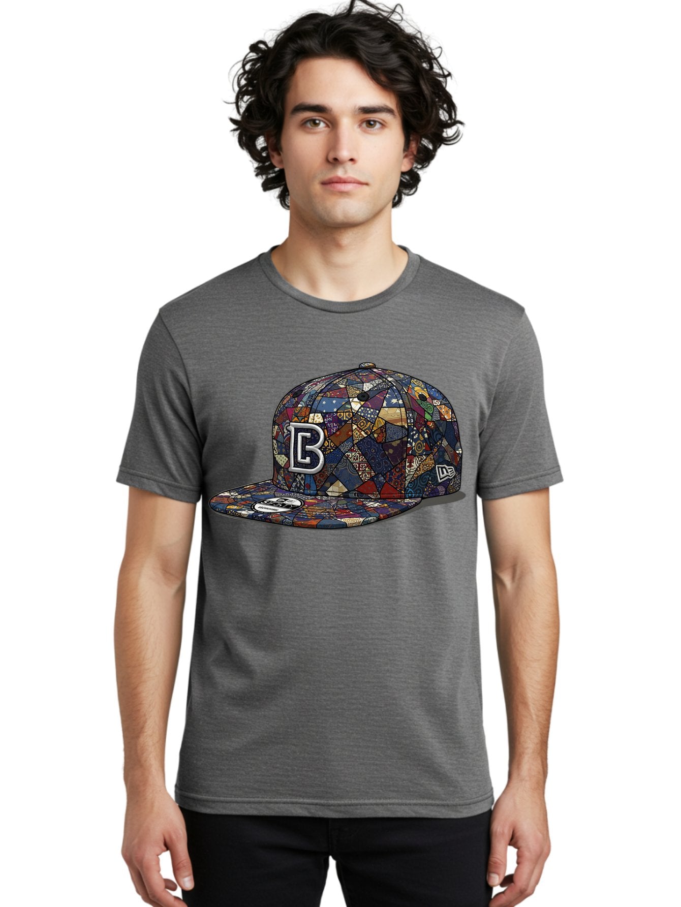 Brooklyn-Baseball-Cap Men'S Graphic Tee, 100% Cotton, Comfortable Casual Summer Wear, Machine Washable, Baseball Cap, Mosaic Pattern, Colorful Design, B Logo, New Era Brand, Sports Apparel, Fashion Accessory, Trendy Hat, Casual Wear, Bac682 27