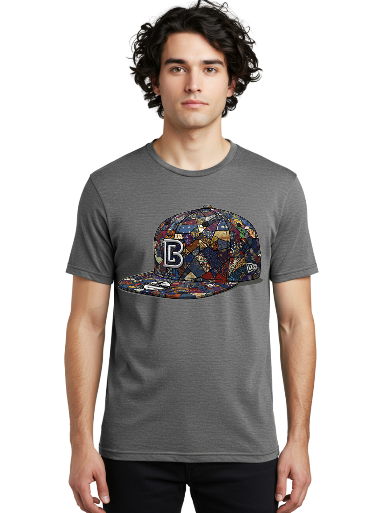 Brooklyn-Baseball-Cap Men'S Graphic Tee, 100% Cotton, Comfortable Casual Summer Wear, Machine Washable, Baseball Cap, Mosaic Pattern, Colorful Design, B Logo, New Era Brand, Sports Apparel, Fashion Accessory, Trendy Hat, Casual Wear, Bac682 19