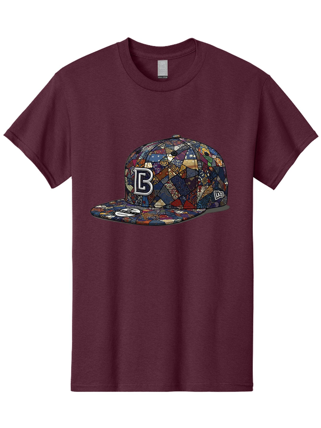 Brooklyn-Baseball-Cap Men'S Graphic Tee, 100% Cotton, Comfortable Casual Summer Wear, Machine Washable, Baseball Cap, Mosaic Pattern, Colorful Design, B Logo, New Era Brand, Sports Apparel, Fashion Accessory, Trendy Hat, Casual Wear, Bac682 6