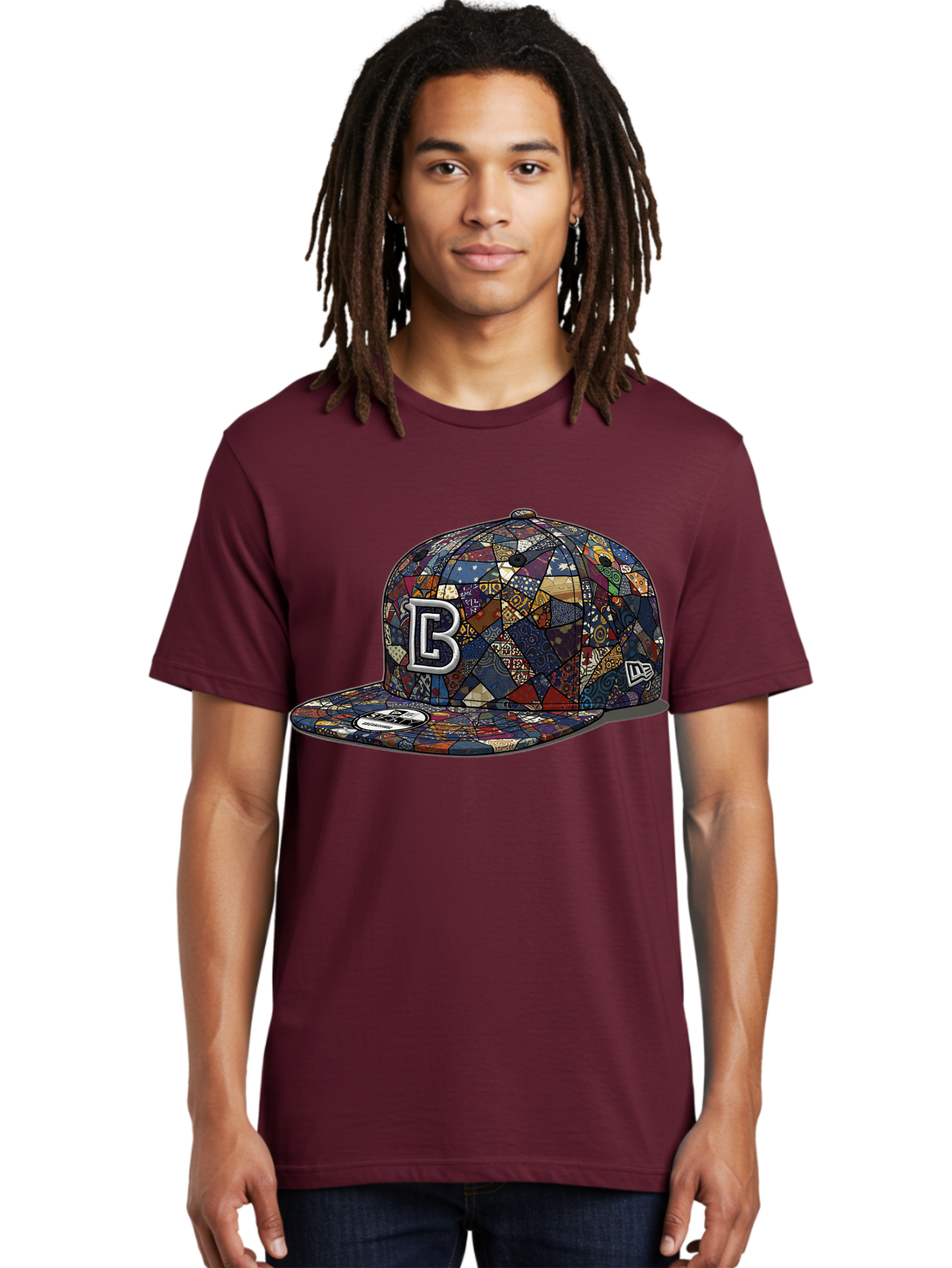 Brooklyn-Baseball-Cap Men'S Graphic Tee, 100% Cotton, Comfortable Casual Summer Wear, Machine Washable, Baseball Cap, Mosaic Pattern, Colorful Design, B Logo, New Era Brand, Sports Apparel, Fashion Accessory, Trendy Hat, Casual Wear, Bac682 22