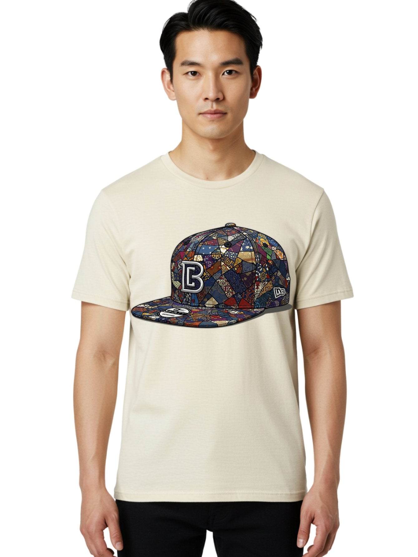 Brooklyn-Baseball-Cap Men'S Graphic Tee, 100% Cotton, Comfortable Casual Summer Wear, Machine Washable, Baseball Cap, Mosaic Pattern, Colorful Design, B Logo, New Era Brand, Sports Apparel, Fashion Accessory, Trendy Hat, Casual Wear, Bac682 20