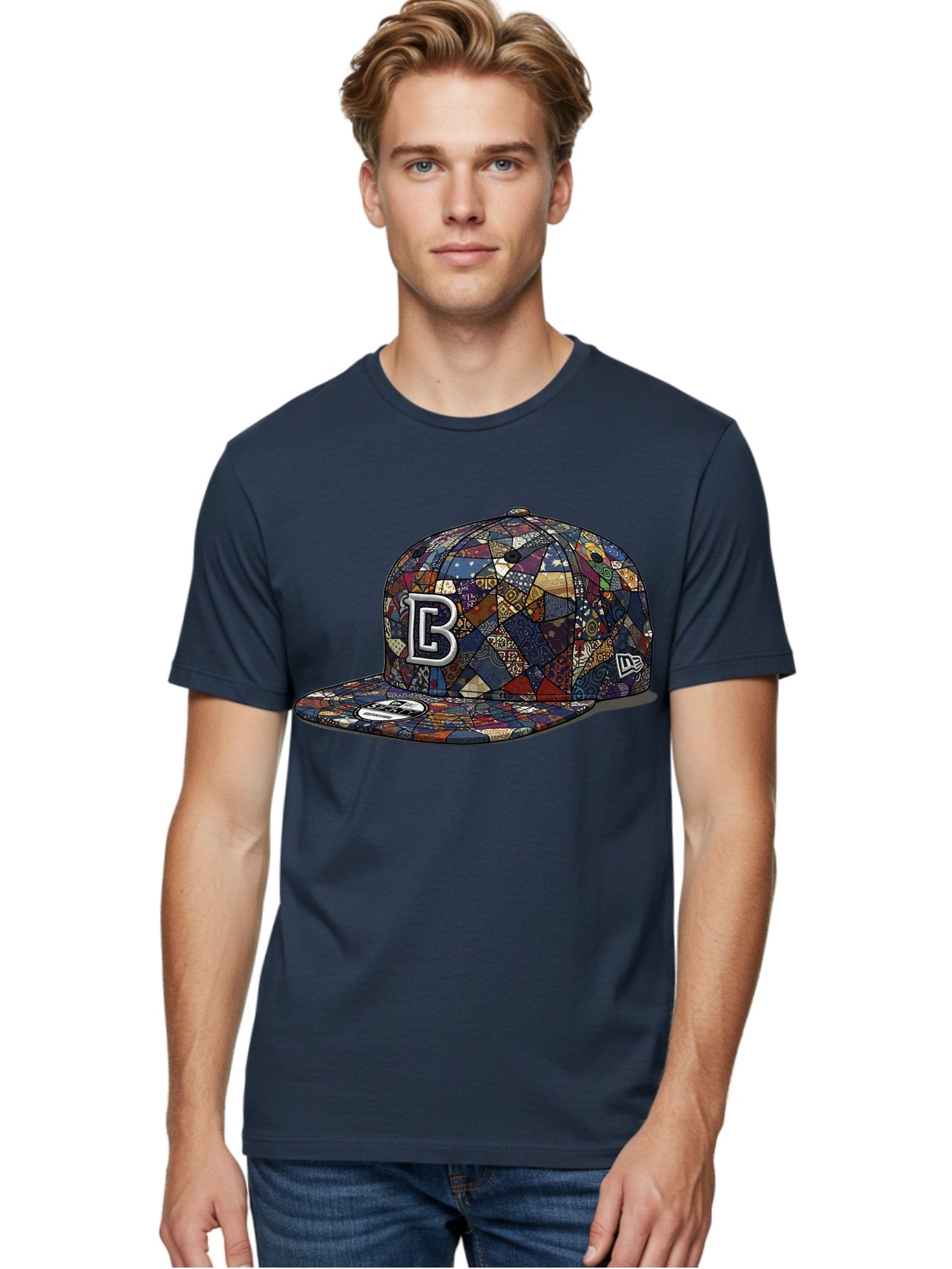 Brooklyn-Baseball-Cap Men'S Graphic Tee, 100% Cotton, Comfortable Casual Summer Wear, Machine Washable, Baseball Cap, Mosaic Pattern, Colorful Design, B Logo, New Era Brand, Sports Apparel, Fashion Accessory, Trendy Hat, Casual Wear, Bac682 19