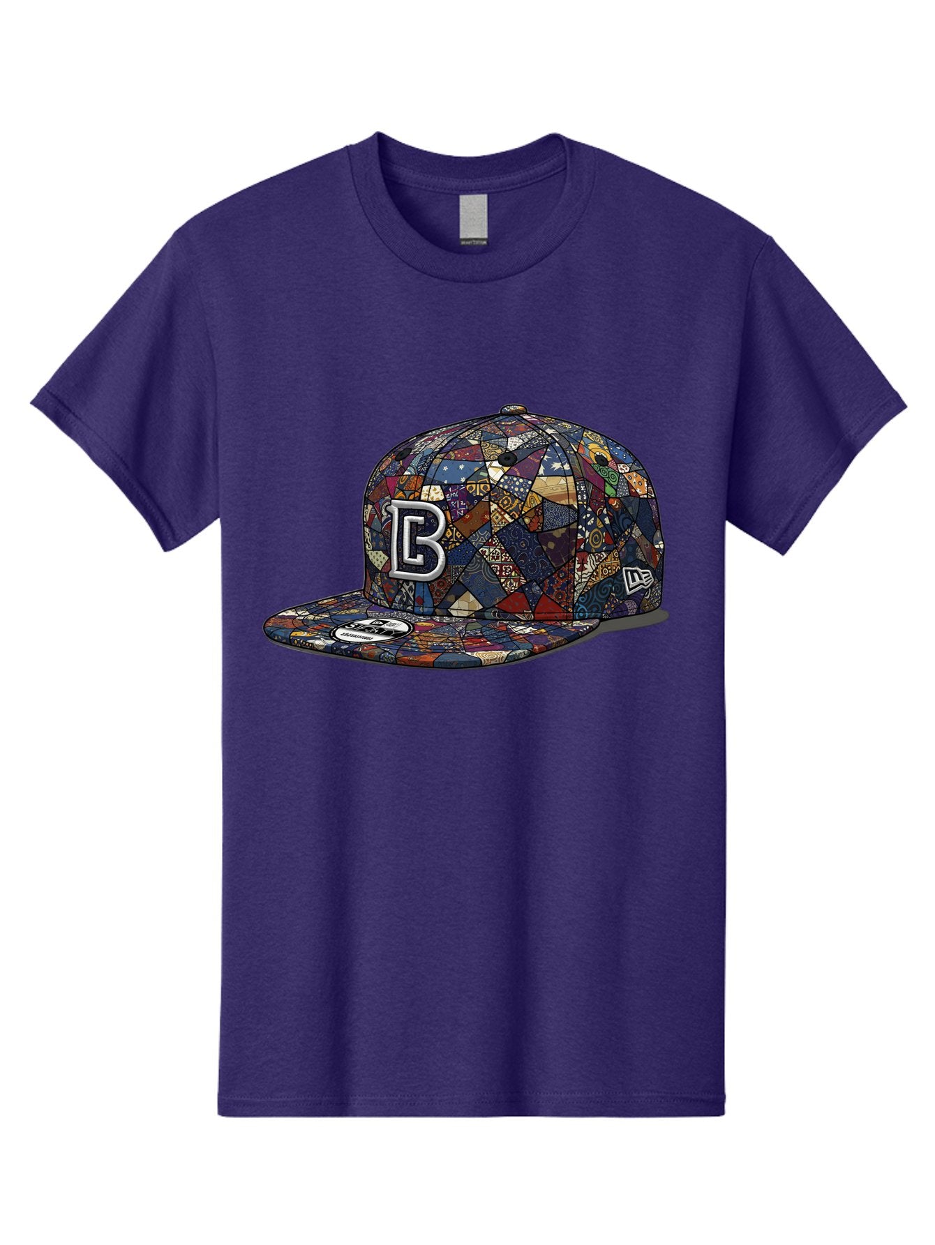 Brooklyn-Baseball-Cap Men'S Graphic Tee, 100% Cotton, Comfortable Casual Summer Wear, Machine Washable, Baseball Cap, Mosaic Pattern, Colorful Design, B Logo, New Era Brand, Sports Apparel, Fashion Accessory, Trendy Hat, Casual Wear, Bac682
