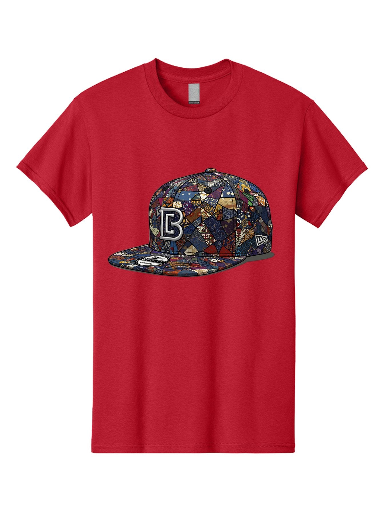 Brooklyn-Baseball-Cap Men'S Graphic Tee, 100% Cotton, Comfortable Casual Summer Wear, Machine Washable, Baseball Cap, Mosaic Pattern, Colorful Design, B Logo, New Era Brand, Sports Apparel, Fashion Accessory, Trendy Hat, Casual Wear, Bac682 3