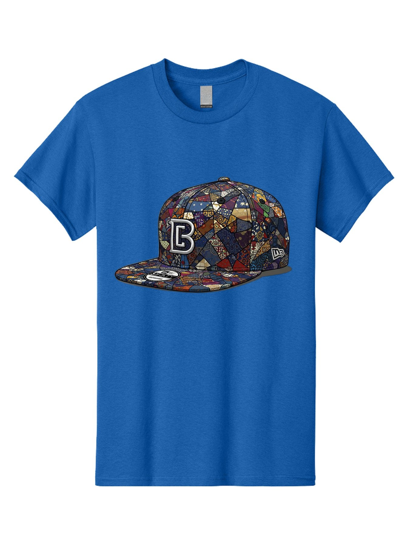 Brooklyn-Baseball-Cap Men'S Graphic Tee, 100% Cotton, Comfortable Casual Summer Wear, Machine Washable, Baseball Cap, Mosaic Pattern, Colorful Design, B Logo, New Era Brand, Sports Apparel, Fashion Accessory, Trendy Hat, Casual Wear, Bac682 8