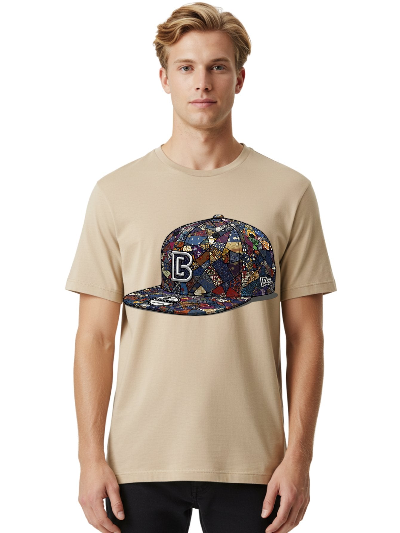 Brooklyn-Baseball-Cap Men'S Graphic Tee, 100% Cotton, Comfortable Casual Summer Wear, Machine Washable, Baseball Cap, Mosaic Pattern, Colorful Design, B Logo, New Era Brand, Sports Apparel, Fashion Accessory, Trendy Hat, Casual Wear, Bac682 26