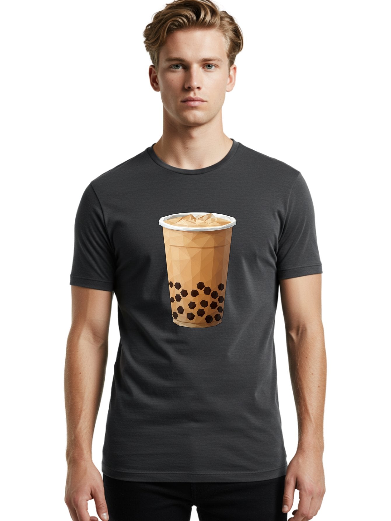 Bubble-Milk-Tea-1 Men'S Graphic Tee, 100% Cotton, Comfortable Casual Summer Wear, Machine Washable, Boba Tea, Milk Tea, Bubble Tea, Drink, Beverage, Iced Tea, Tapioca Pearls, Brown Sugar, Coffee Shop, Cafe Culture, Refreshing Drink, Cold Brew Bac683 24