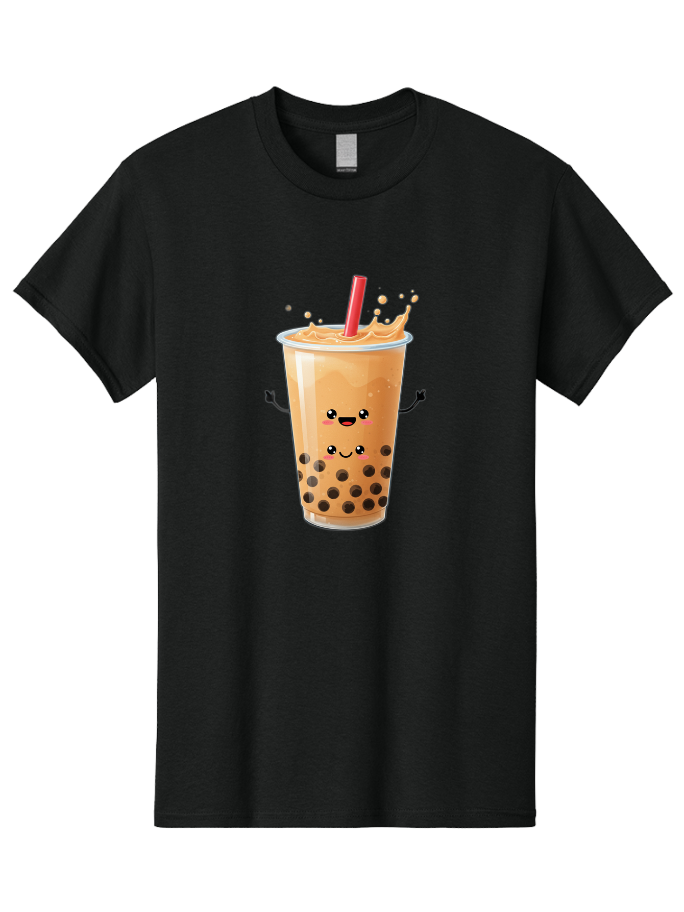 Bubble-Milk-Tea-4 Men'S Graphic Tee, 100% Cotton, Comfortable Casual Summer Wear, Machine Washable, Cartoon Bubble Tea, Boba Tea, Milk Tea, Kawaii Drink, Cute Beverage, Smiling Drink, Asian Drink Culture, Tea Lover Bac686 3