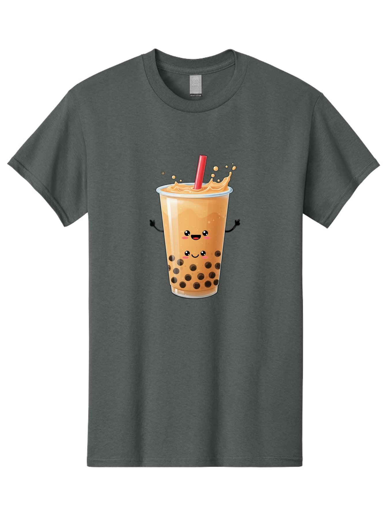 Bubble-Milk-Tea-4 Men'S Graphic Tee, 100% Cotton, Comfortable Casual Summer Wear, Machine Washable, Cartoon Bubble Tea, Boba Tea, Milk Tea, Kawaii Drink, Cute Beverage, Smiling Drink, Asian Drink Culture, Tea Lover Bac686 6