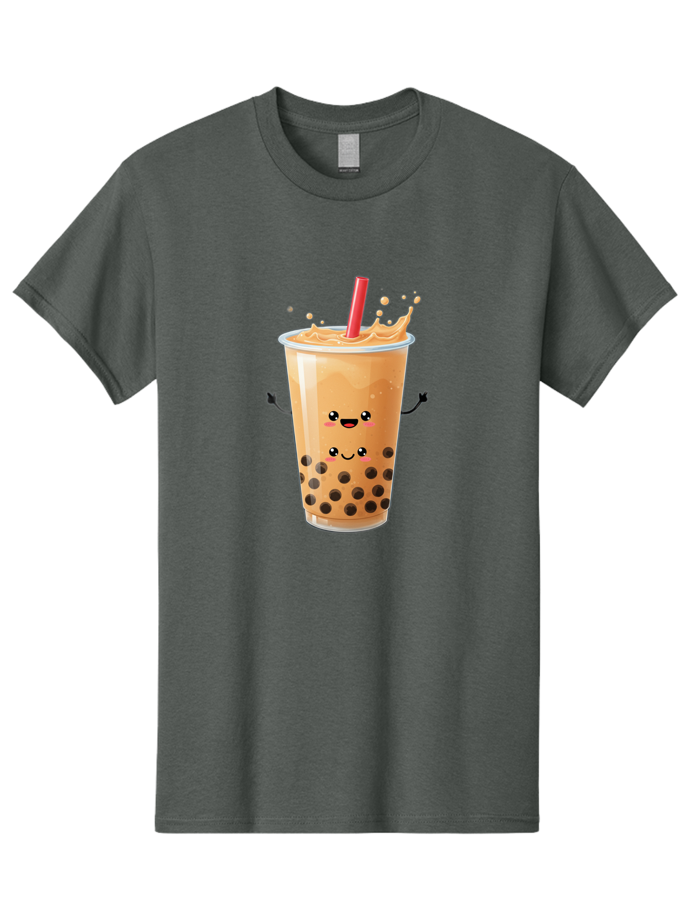 Bubble-Milk-Tea-4 Men'S Graphic Tee, 100% Cotton, Comfortable Casual Summer Wear, Machine Washable, Cartoon Bubble Tea, Boba Tea, Milk Tea, Kawaii Drink, Cute Beverage, Smiling Drink, Asian Drink Culture, Tea Lover Bac686 7