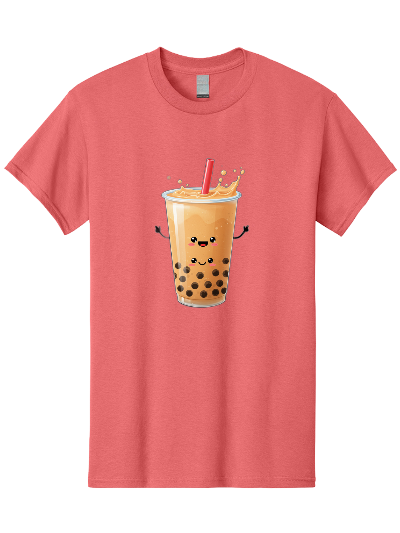 Bubble-Milk-Tea-4 Men'S Graphic Tee, 100% Cotton, Comfortable Casual Summer Wear, Machine Washable, Cartoon Bubble Tea, Boba Tea, Milk Tea, Kawaii Drink, Cute Beverage, Smiling Drink, Asian Drink Culture, Tea Lover Bac686 10
