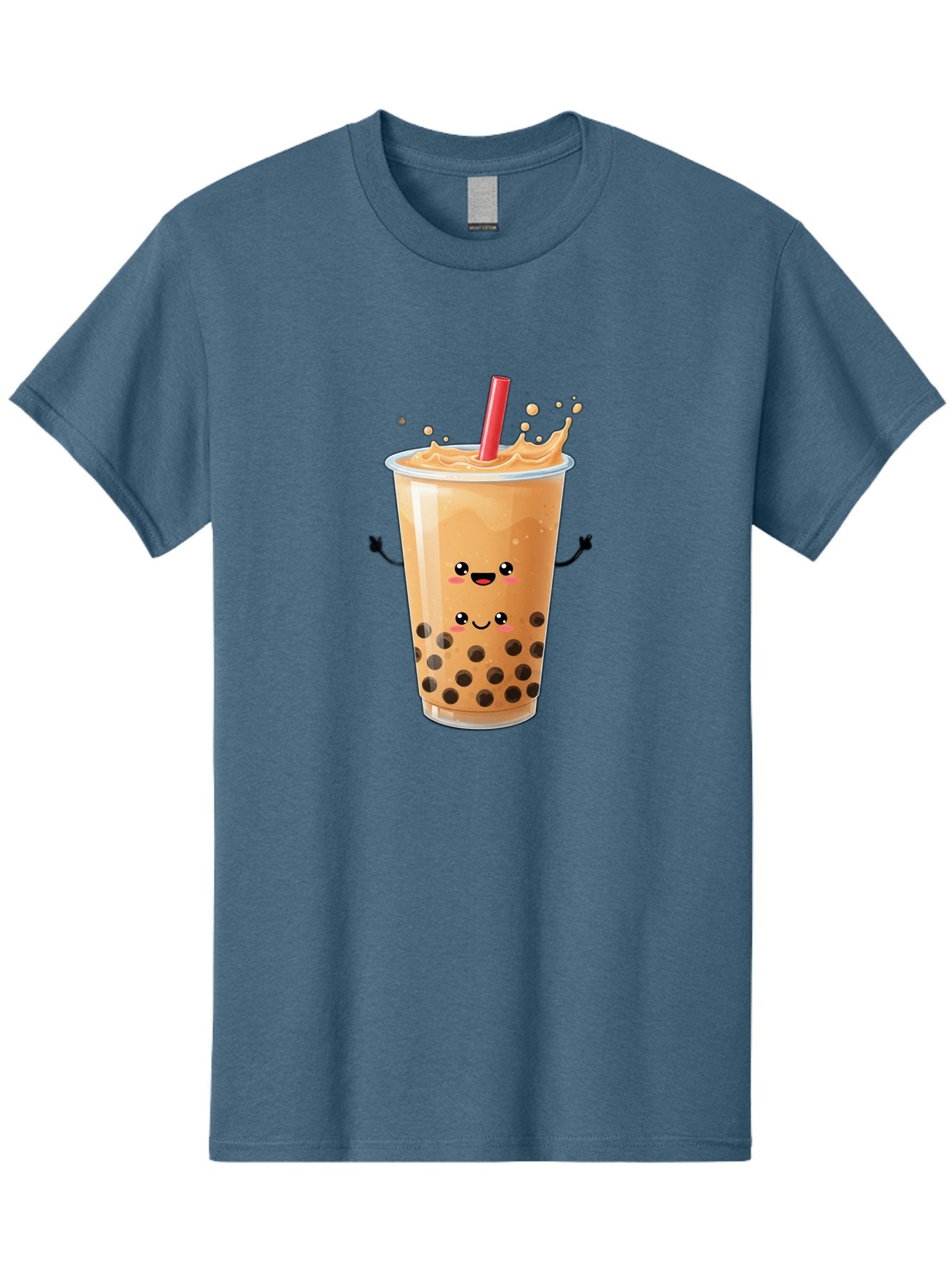 Bubble-Milk-Tea-4 Men'S Graphic Tee, 100% Cotton, Comfortable Casual Summer Wear, Machine Washable, Cartoon Bubble Tea, Boba Tea, Milk Tea, Kawaii Drink, Cute Beverage, Smiling Drink, Asian Drink Culture, Tea Lover Bac686 3