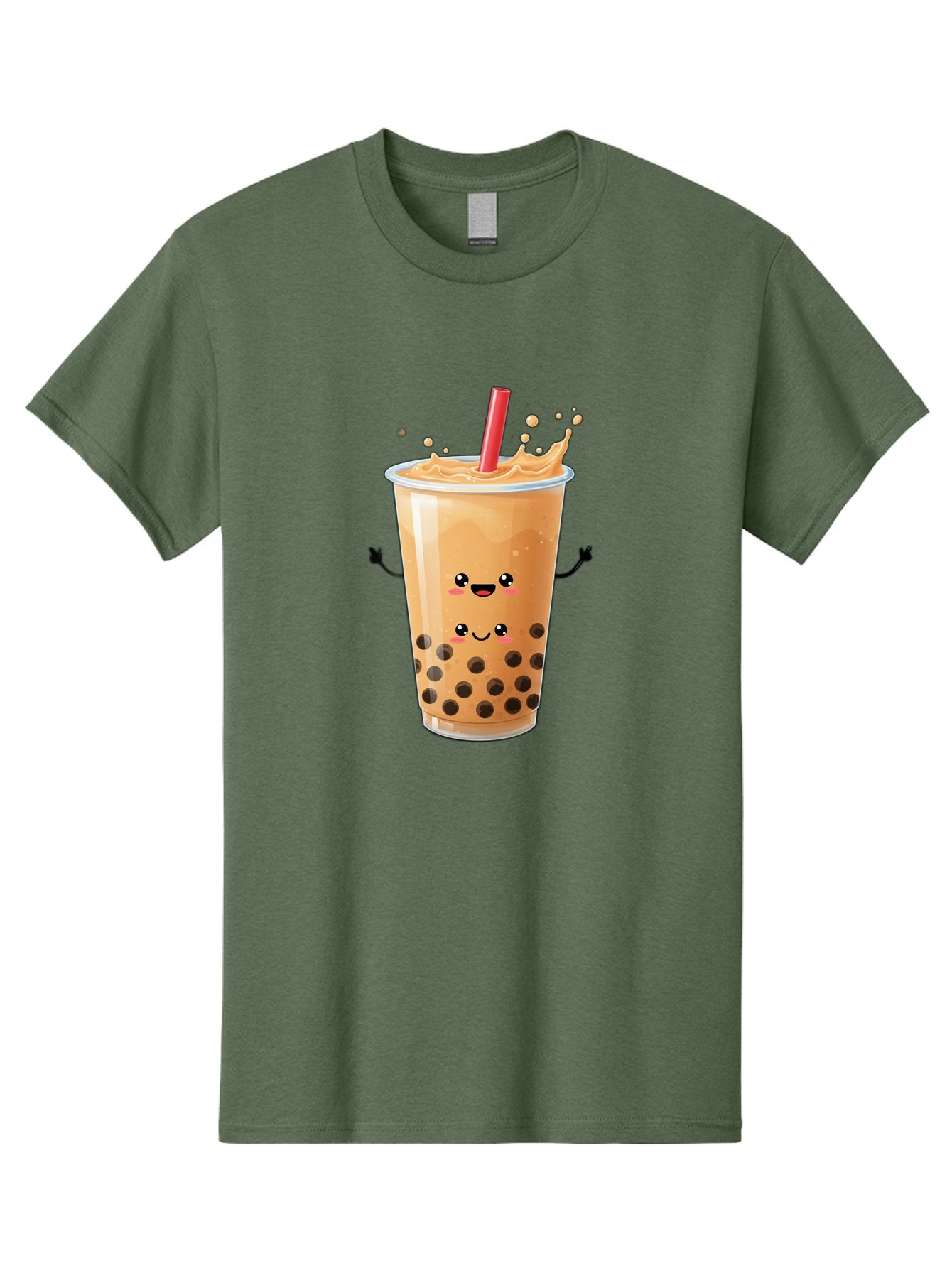 Bubble-Milk-Tea-4 Men'S Graphic Tee, 100% Cotton, Comfortable Casual Summer Wear, Machine Washable, Cartoon Bubble Tea, Boba Tea, Milk Tea, Kawaii Drink, Cute Beverage, Smiling Drink, Asian Drink Culture, Tea Lover Bac686 8