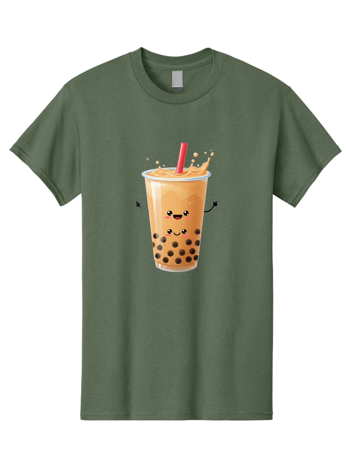 Bubble-Milk-Tea-4 Men'S Graphic Tee, 100% Cotton, Comfortable Casual Summer Wear, Machine Washable, Cartoon Bubble Tea, Boba Tea, Milk Tea, Kawaii Drink, Cute Beverage, Smiling Drink, Asian Drink Culture, Tea Lover Bac686 6