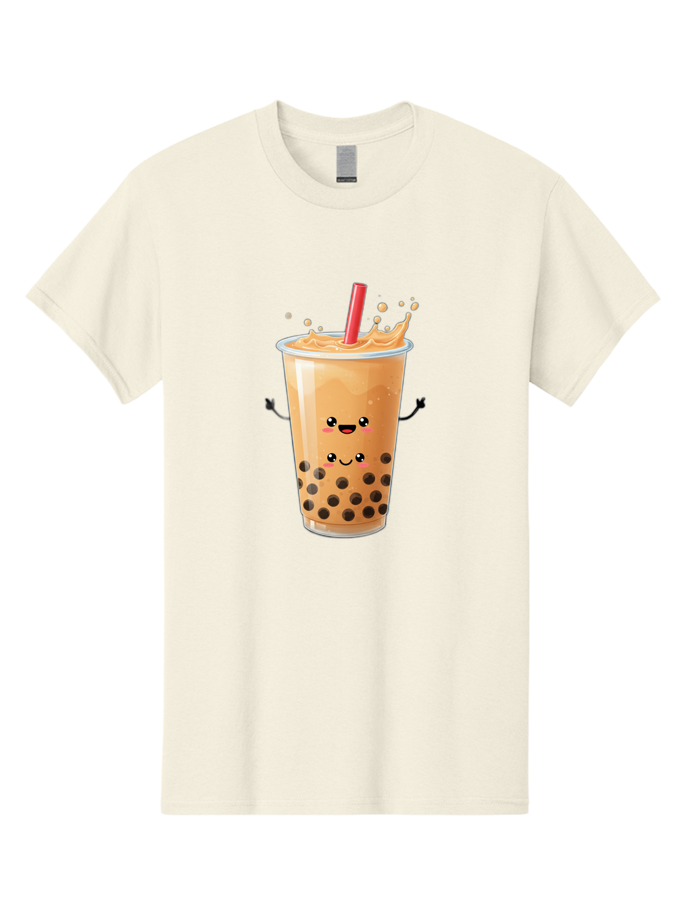 Bubble-Milk-Tea-4 Men'S Graphic Tee, 100% Cotton, Comfortable Casual Summer Wear, Machine Washable, Cartoon Bubble Tea, Boba Tea, Milk Tea, Kawaii Drink, Cute Beverage, Smiling Drink, Asian Drink Culture, Tea Lover Bac686 4