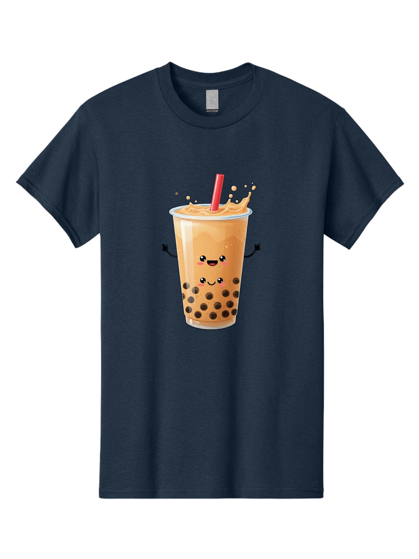 Bubble-Milk-Tea-4 Men'S Graphic Tee, 100% Cotton, Comfortable Casual Summer Wear, Machine Washable, Cartoon Bubble Tea, Boba Tea, Milk Tea, Kawaii Drink, Cute Beverage, Smiling Drink, Asian Drink Culture, Tea Lover Bac686 7
