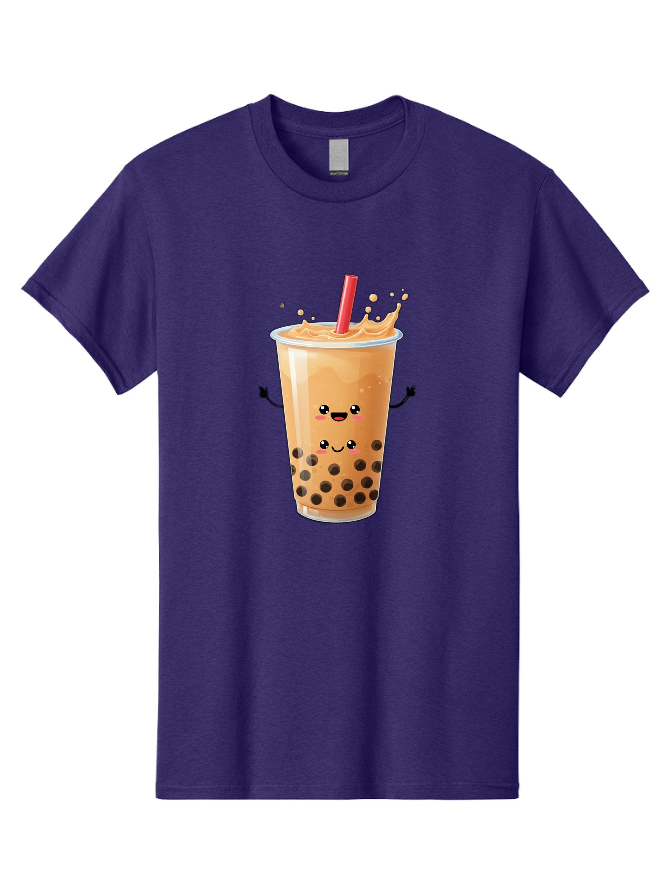 Bubble-Milk-Tea-4 Men'S Graphic Tee, 100% Cotton, Comfortable Casual Summer Wear, Machine Washable, Cartoon Bubble Tea, Boba Tea, Milk Tea, Kawaii Drink, Cute Beverage, Smiling Drink, Asian Drink Culture, Tea Lover Bac686 5