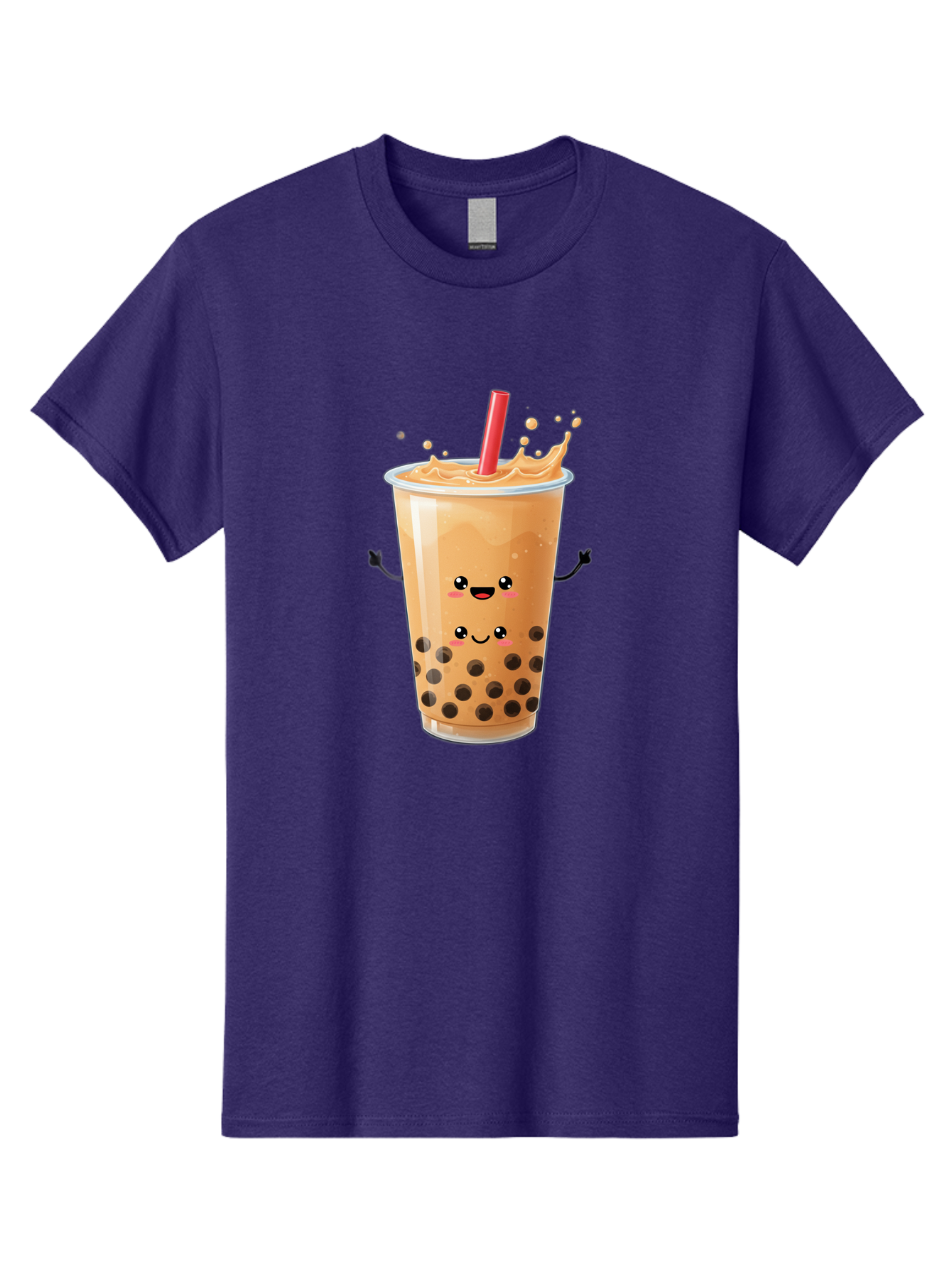 Bubble-Milk-Tea-4 Men'S Graphic Tee, 100% Cotton, Comfortable Casual Summer Wear, Machine Washable, Cartoon Bubble Tea, Boba Tea, Milk Tea, Kawaii Drink, Cute Beverage, Smiling Drink, Asian Drink Culture, Tea Lover Bac686 8