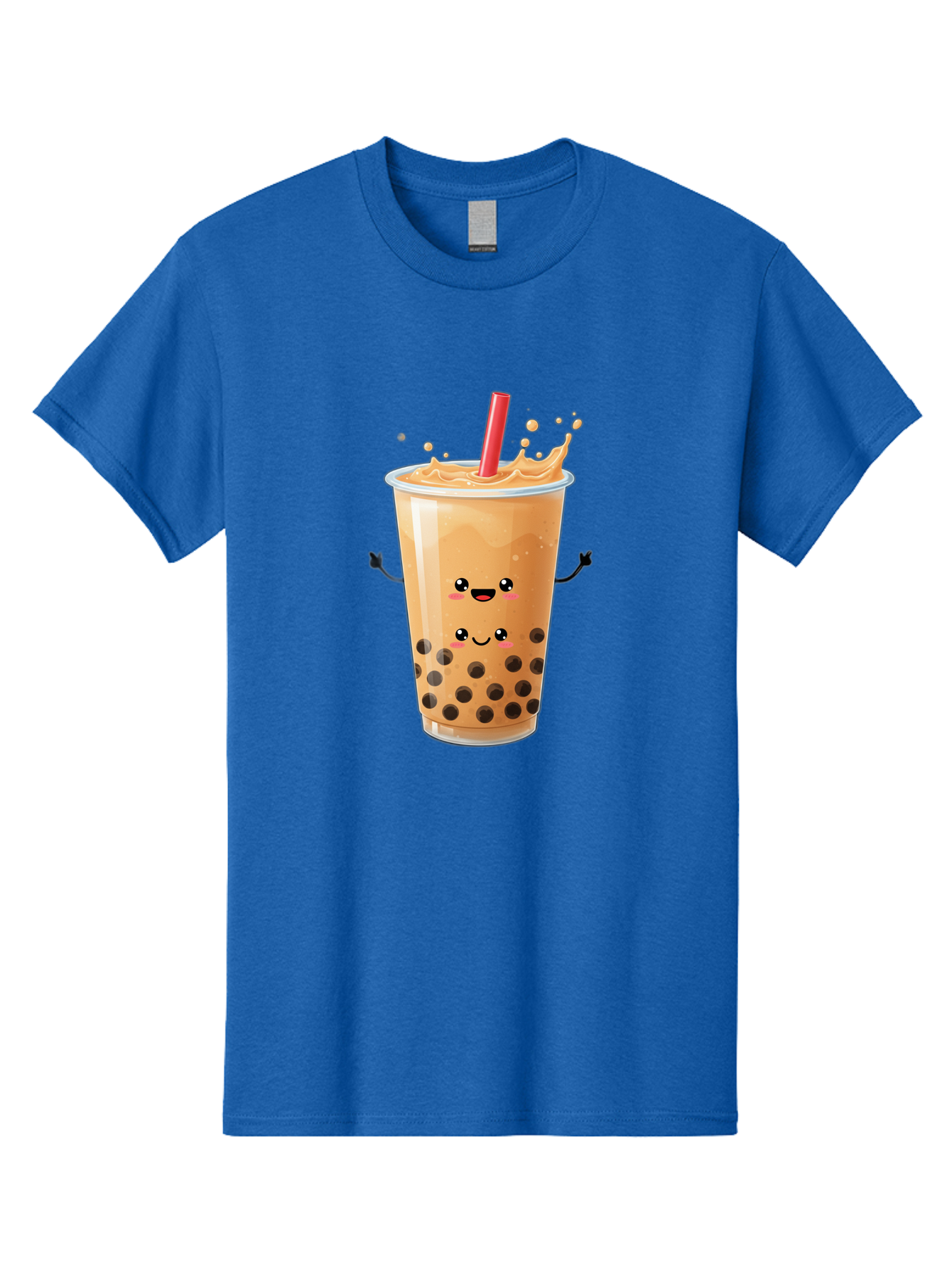 Bubble-Milk-Tea-4 Men'S Graphic Tee, 100% Cotton, Comfortable Casual Summer Wear, Machine Washable, Cartoon Bubble Tea, Boba Tea, Milk Tea, Kawaii Drink, Cute Beverage, Smiling Drink, Asian Drink Culture, Tea Lover Bac686 5