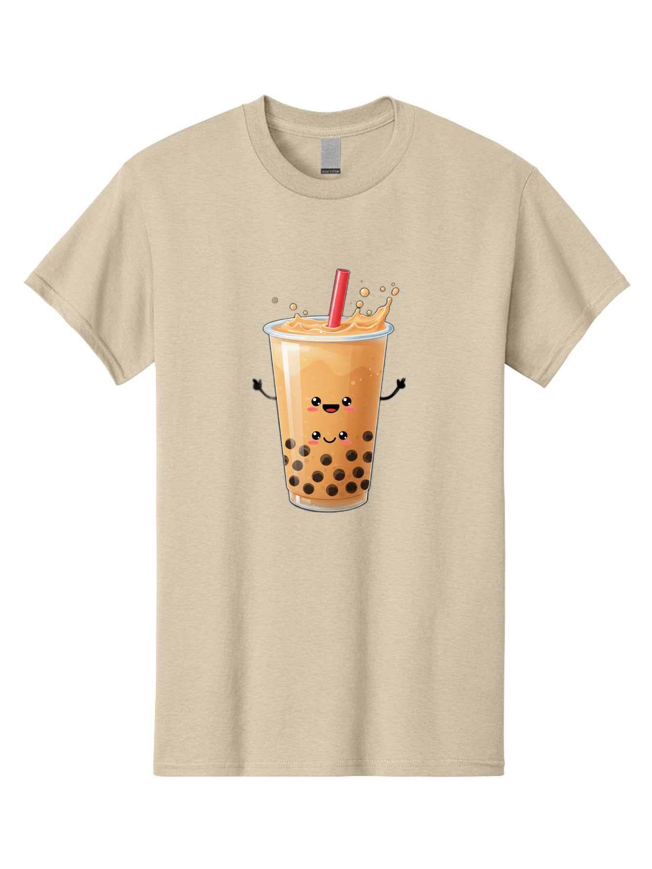 Bubble-Milk-Tea-4 Men'S Graphic Tee, 100% Cotton, Comfortable Casual Summer Wear, Machine Washable, Cartoon Bubble Tea, Boba Tea, Milk Tea, Kawaii Drink, Cute Beverage, Smiling Drink, Asian Drink Culture, Tea Lover Bac686 15