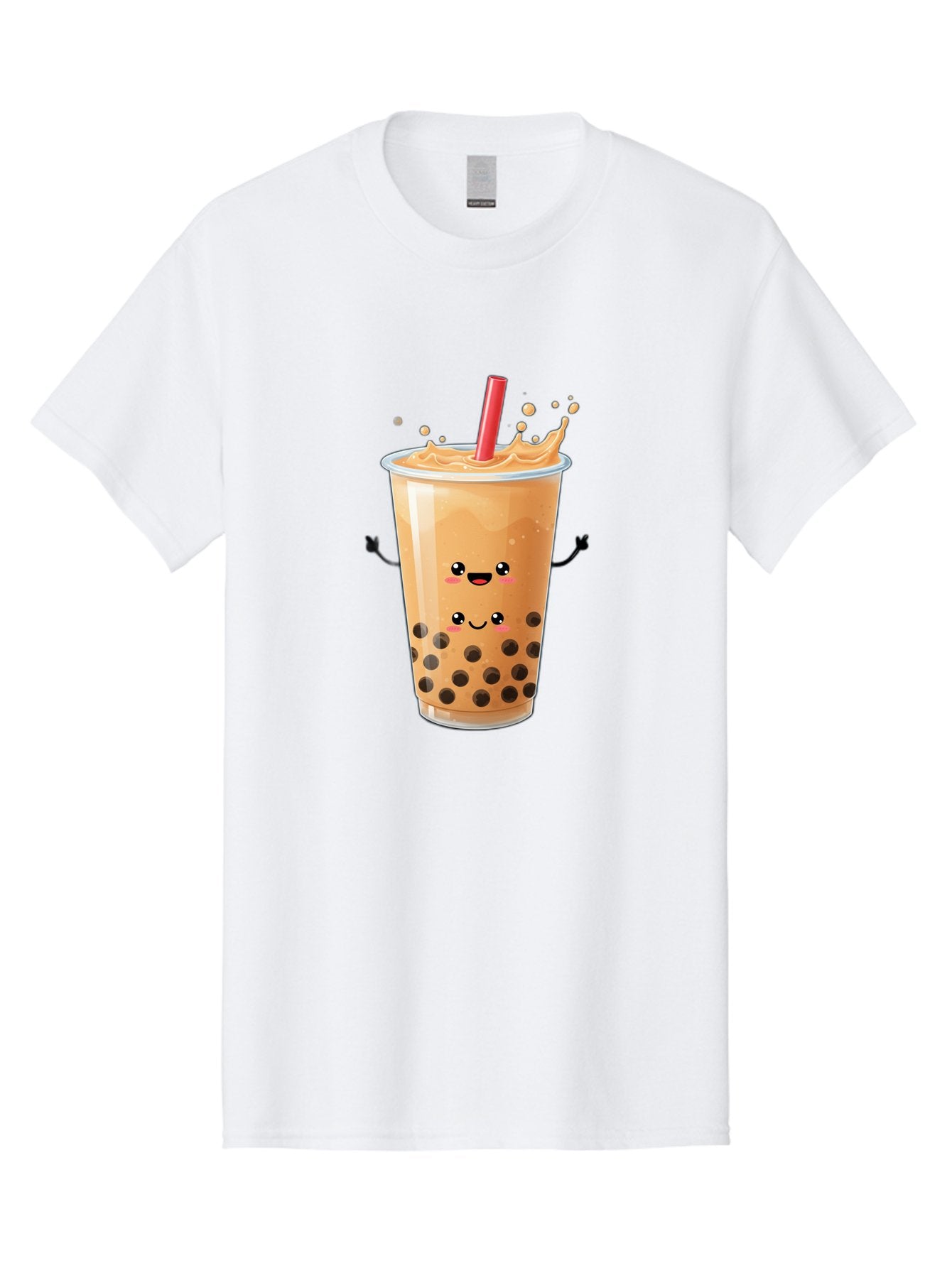 Bubble-Milk-Tea-4 Men'S Graphic Tee, 100% Cotton, Comfortable Casual Summer Wear, Machine Washable, Cartoon Bubble Tea, Boba Tea, Milk Tea, Kawaii Drink, Cute Beverage, Smiling Drink, Asian Drink Culture, Tea Lover Bac686 14