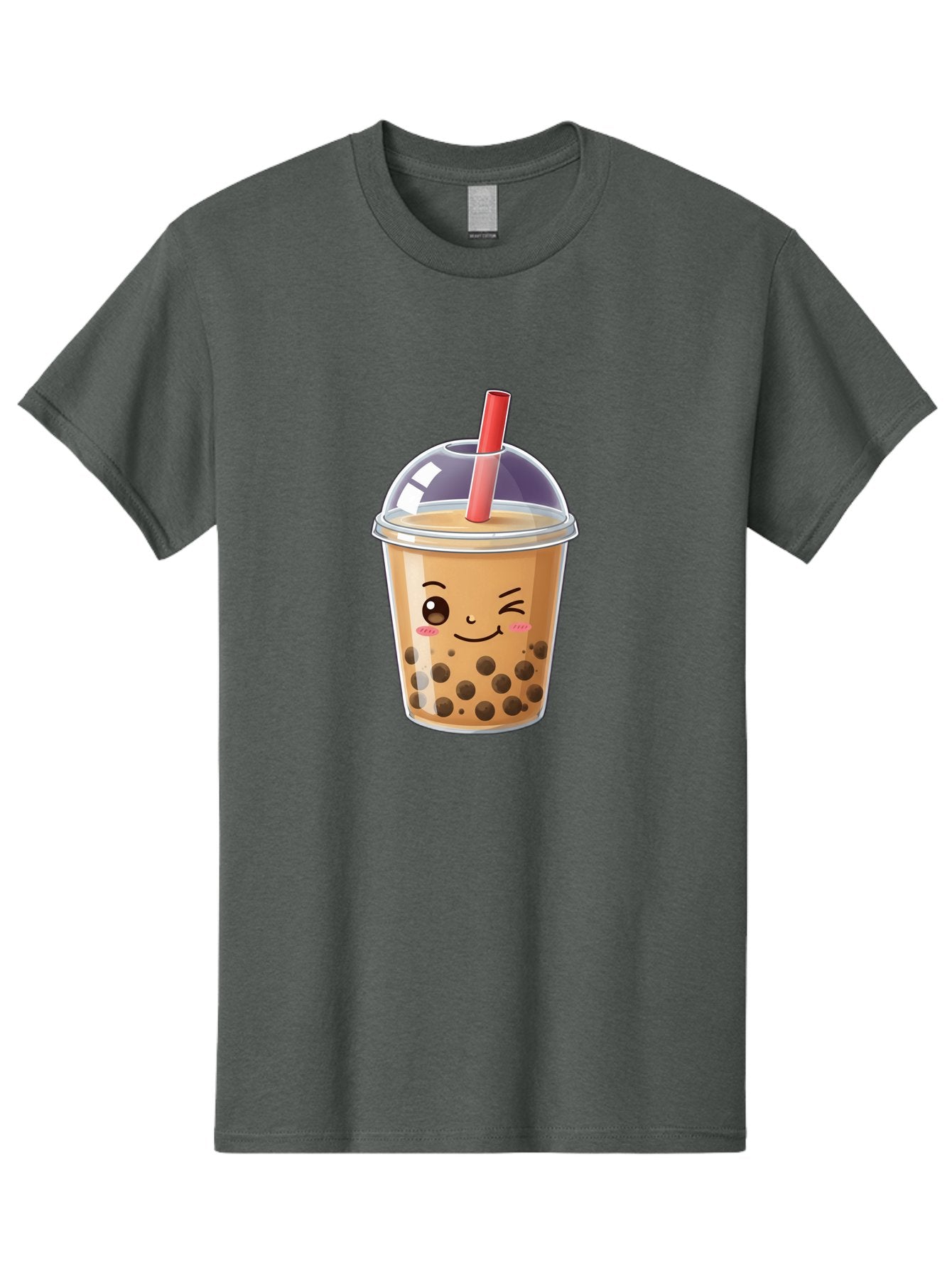 Bubble-Milk-Tea-5 Men'S Graphic Tee, 100% Cotton, Comfortable Casual Summer Wear, Machine Washable, Bubble Tea, Cute Cartoon, Milk Tea, Boba Drink, Kawaii Culture, Sweet Treats, Straw And Lid, Adorable Face, Winking Eyes, Smiling, Bac687 4