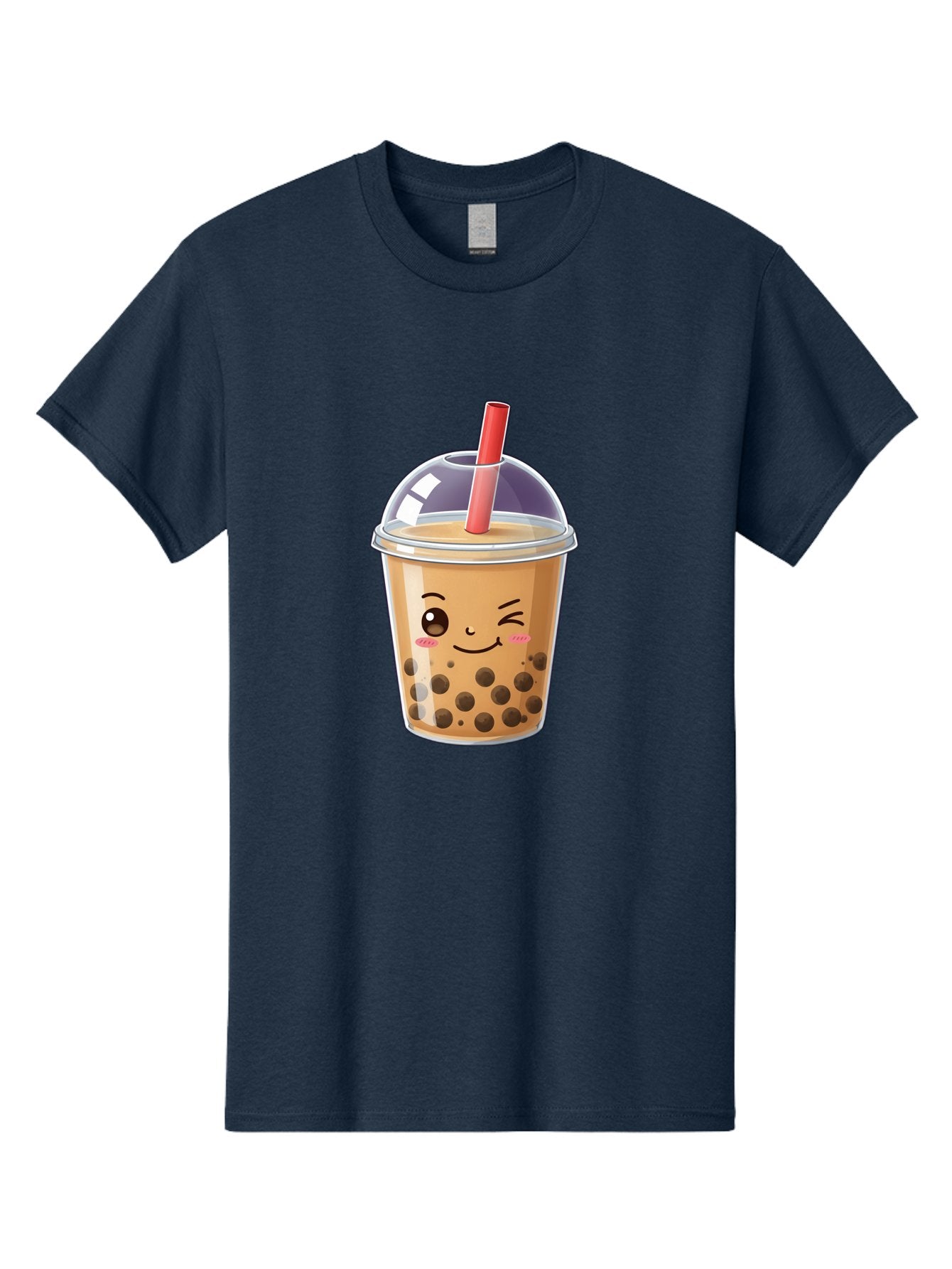Bubble-Milk-Tea-5 Men'S Graphic Tee, 100% Cotton, Comfortable Casual Summer Wear, Machine Washable, Bubble Tea, Cute Cartoon, Milk Tea, Boba Drink, Kawaii Culture, Sweet Treats, Straw And Lid, Adorable Face, Winking Eyes, Smiling, Bac687 5