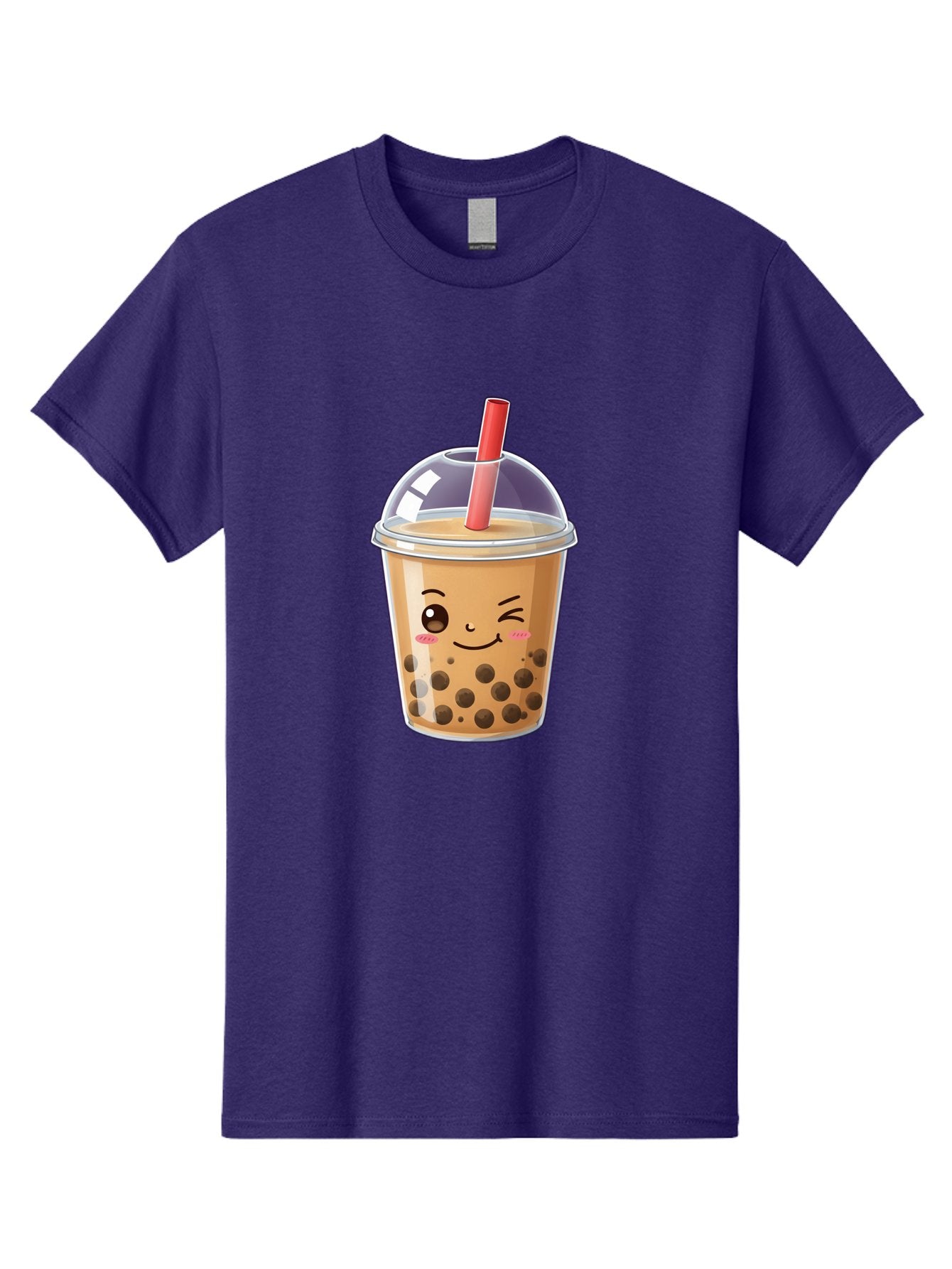 Bubble-Milk-Tea-5 Men'S Graphic Tee, 100% Cotton, Comfortable Casual Summer Wear, Machine Washable, Bubble Tea, Cute Cartoon, Milk Tea, Boba Drink, Kawaii Culture, Sweet Treats, Straw And Lid, Adorable Face, Winking Eyes, Smiling, Bac687 7