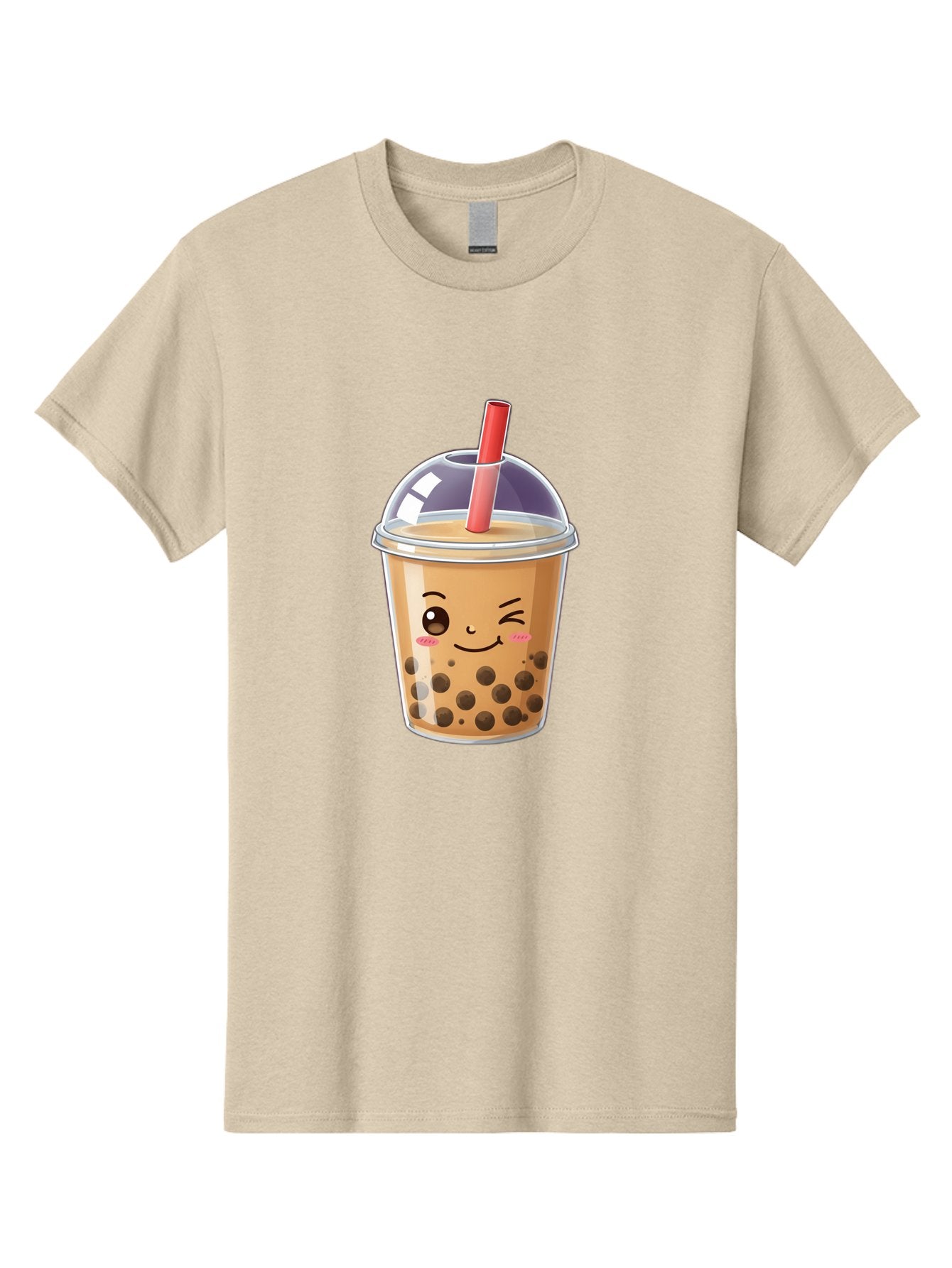 Bubble-Milk-Tea-5 Men'S Graphic Tee, 100% Cotton, Comfortable Casual Summer Wear, Machine Washable, Bubble Tea, Cute Cartoon, Milk Tea, Boba Drink, Kawaii Culture, Sweet Treats, Straw And Lid, Adorable Face, Winking Eyes, Smiling, Bac687 14