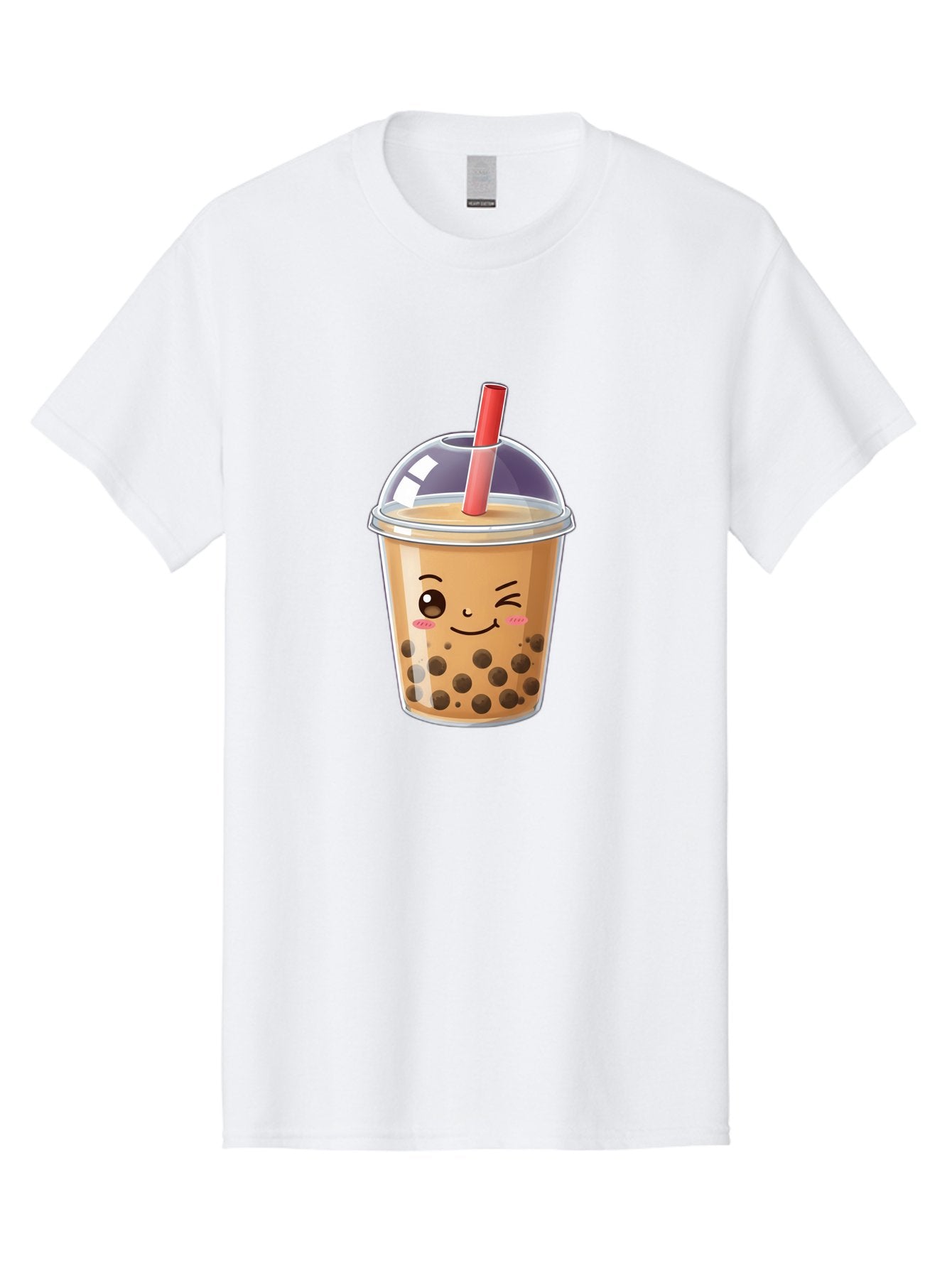 Bubble-Milk-Tea-5 Men'S Graphic Tee, 100% Cotton, Comfortable Casual Summer Wear, Machine Washable, Bubble Tea, Cute Cartoon, Milk Tea, Boba Drink, Kawaii Culture, Sweet Treats, Straw And Lid, Adorable Face, Winking Eyes, Smiling, Bac687 6