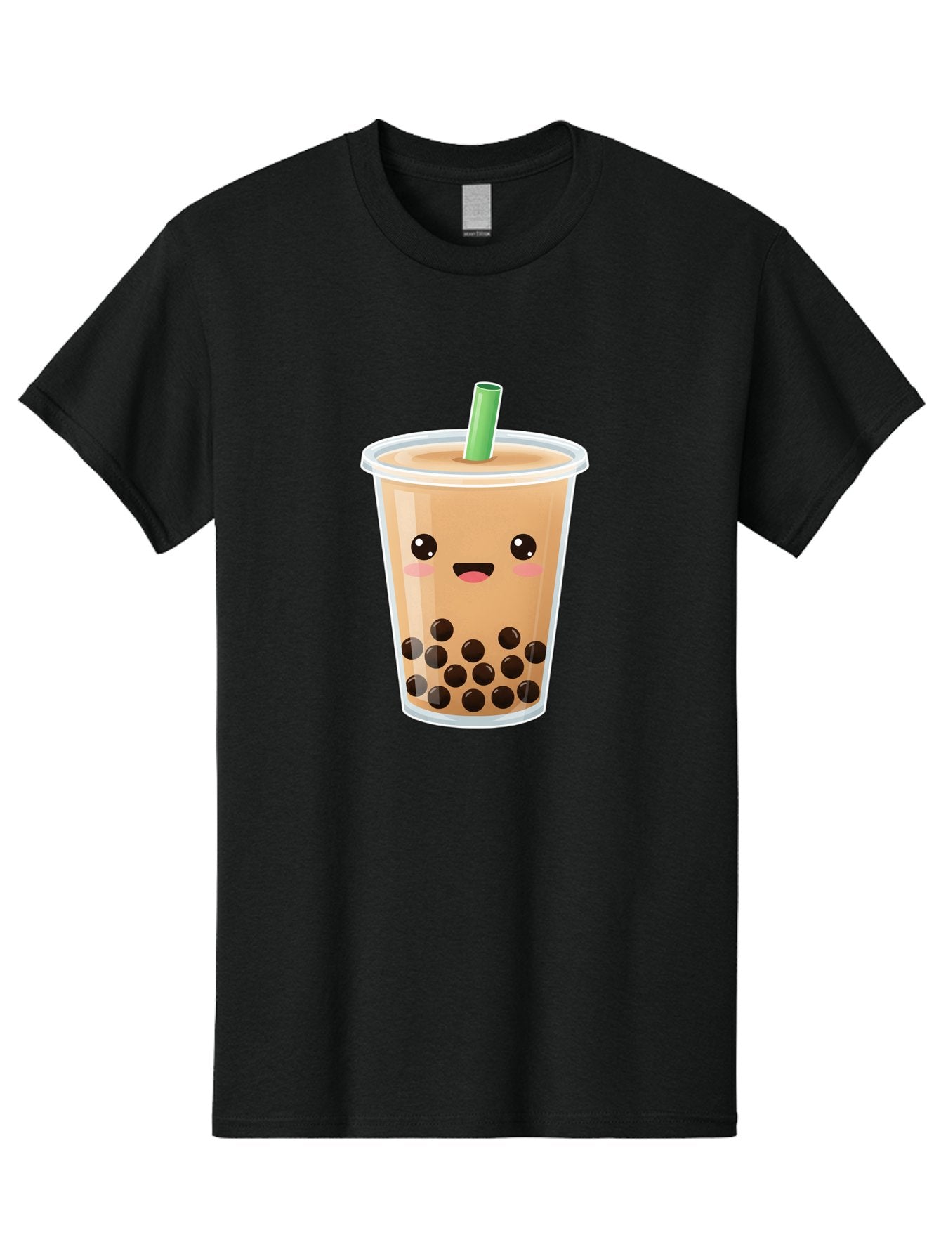 Bubble-Milk-Tea Men'S Graphic Tee, 100% Cotton, Comfortable Casual Summer Wear, Machine Washable, Bubble Tea, Boba, Milk Tea, Straw, Cartoon Character, Cute Face, Black Boba Pearls, Smiling, Kawaii, Popular Drink, Fun Design, Tasty, Bac688 7