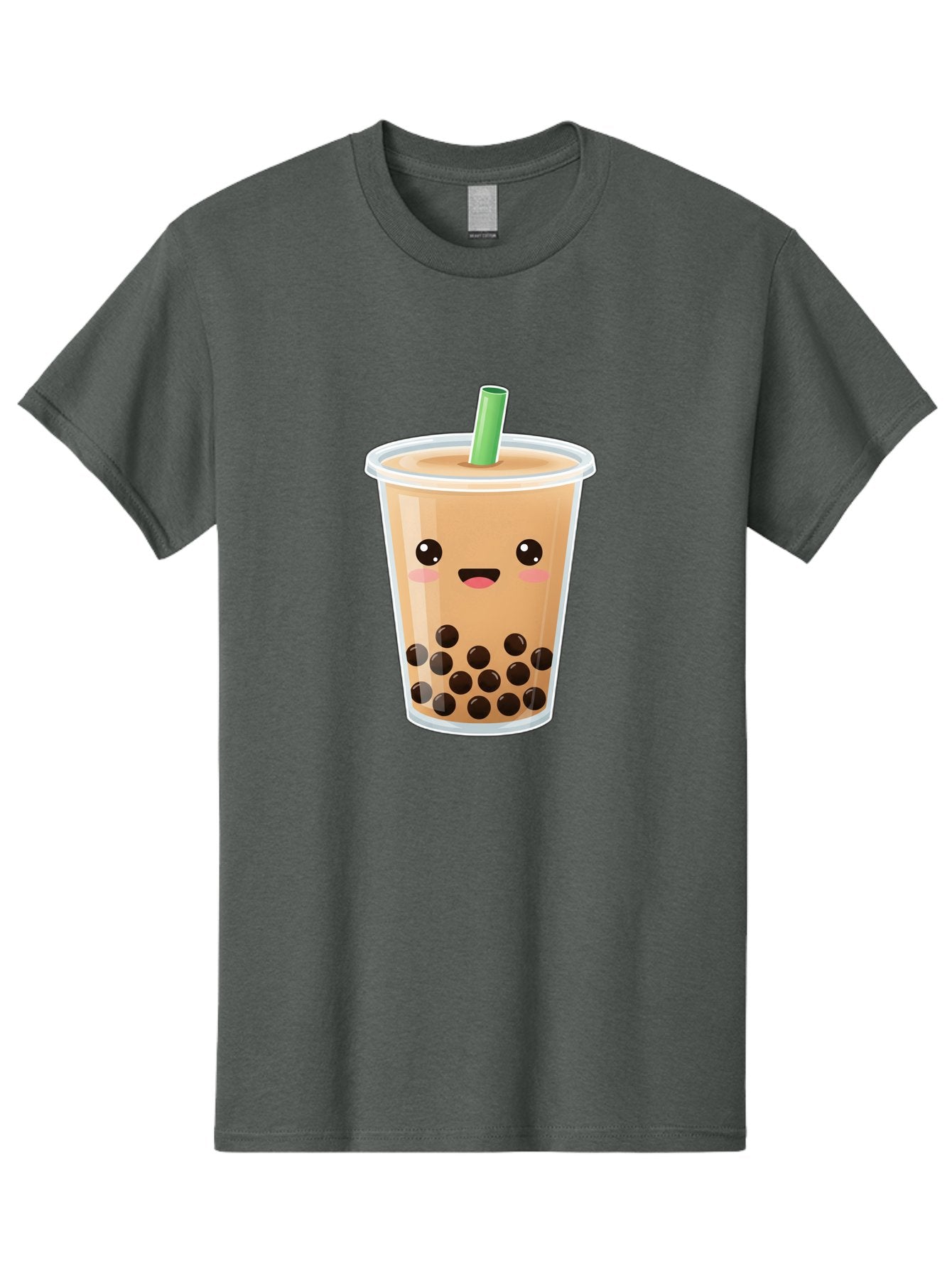Bubble-Milk-Tea Men'S Graphic Tee, 100% Cotton, Comfortable Casual Summer Wear, Machine Washable, Bubble Tea, Boba, Milk Tea, Straw, Cartoon Character, Cute Face, Black Boba Pearls, Smiling, Kawaii, Popular Drink, Fun Design, Tasty, Bac688 12