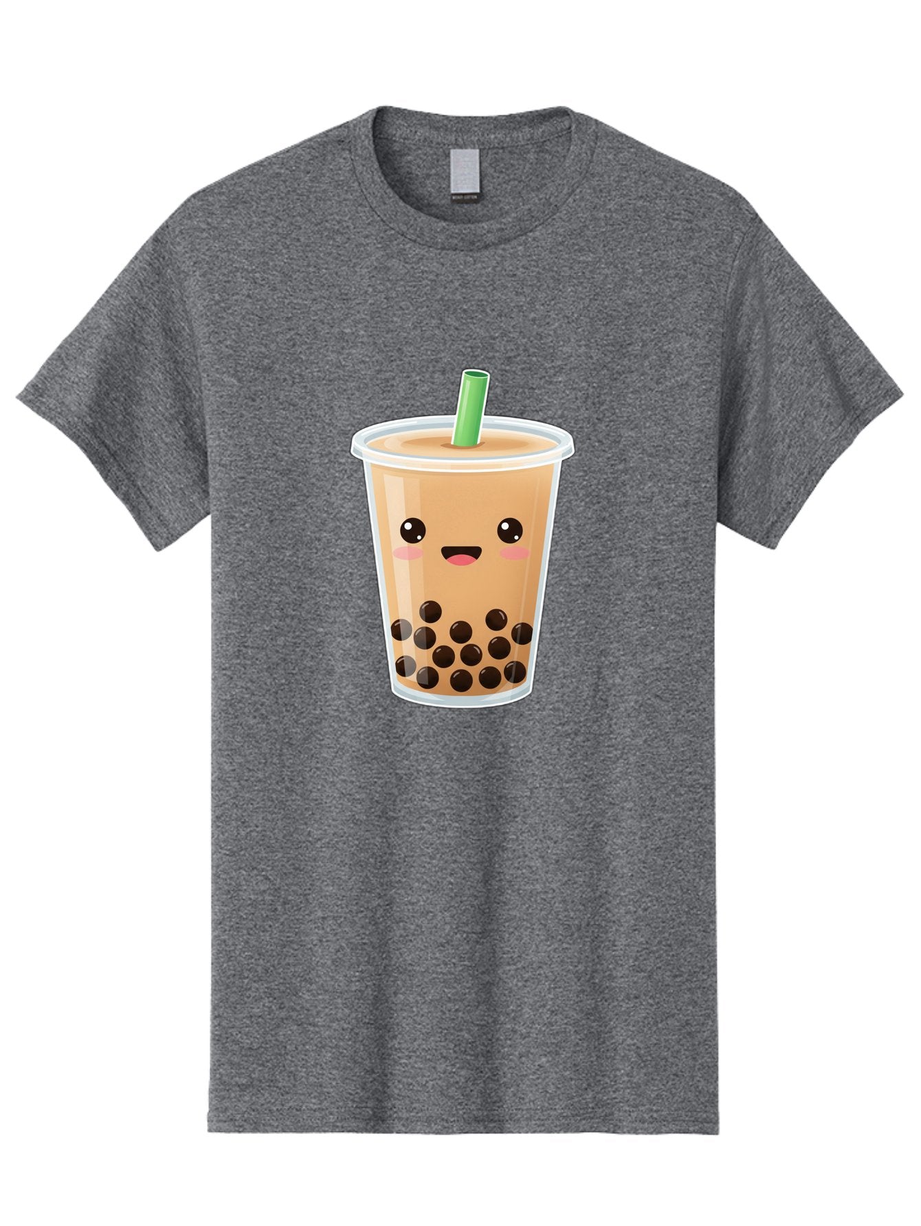 Bubble-Milk-Tea Men'S Graphic Tee, 100% Cotton, Comfortable Casual Summer Wear, Machine Washable, Bubble Tea, Boba, Milk Tea, Straw, Cartoon Character, Cute Face, Black Boba Pearls, Smiling, Kawaii, Popular Drink, Fun Design, Tasty, Bac688 9