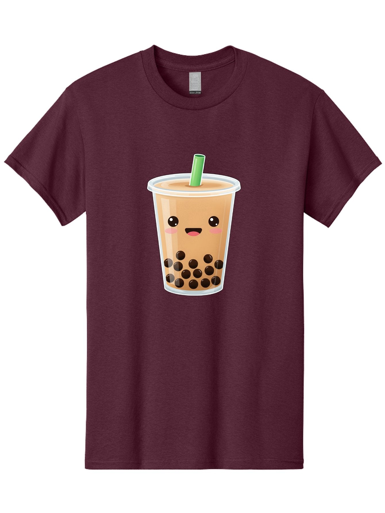 Bubble-Milk-Tea Men'S Graphic Tee, 100% Cotton, Comfortable Casual Summer Wear, Machine Washable, Bubble Tea, Boba, Milk Tea, Straw, Cartoon Character, Cute Face, Black Boba Pearls, Smiling, Kawaii, Popular Drink, Fun Design, Tasty, Bac688