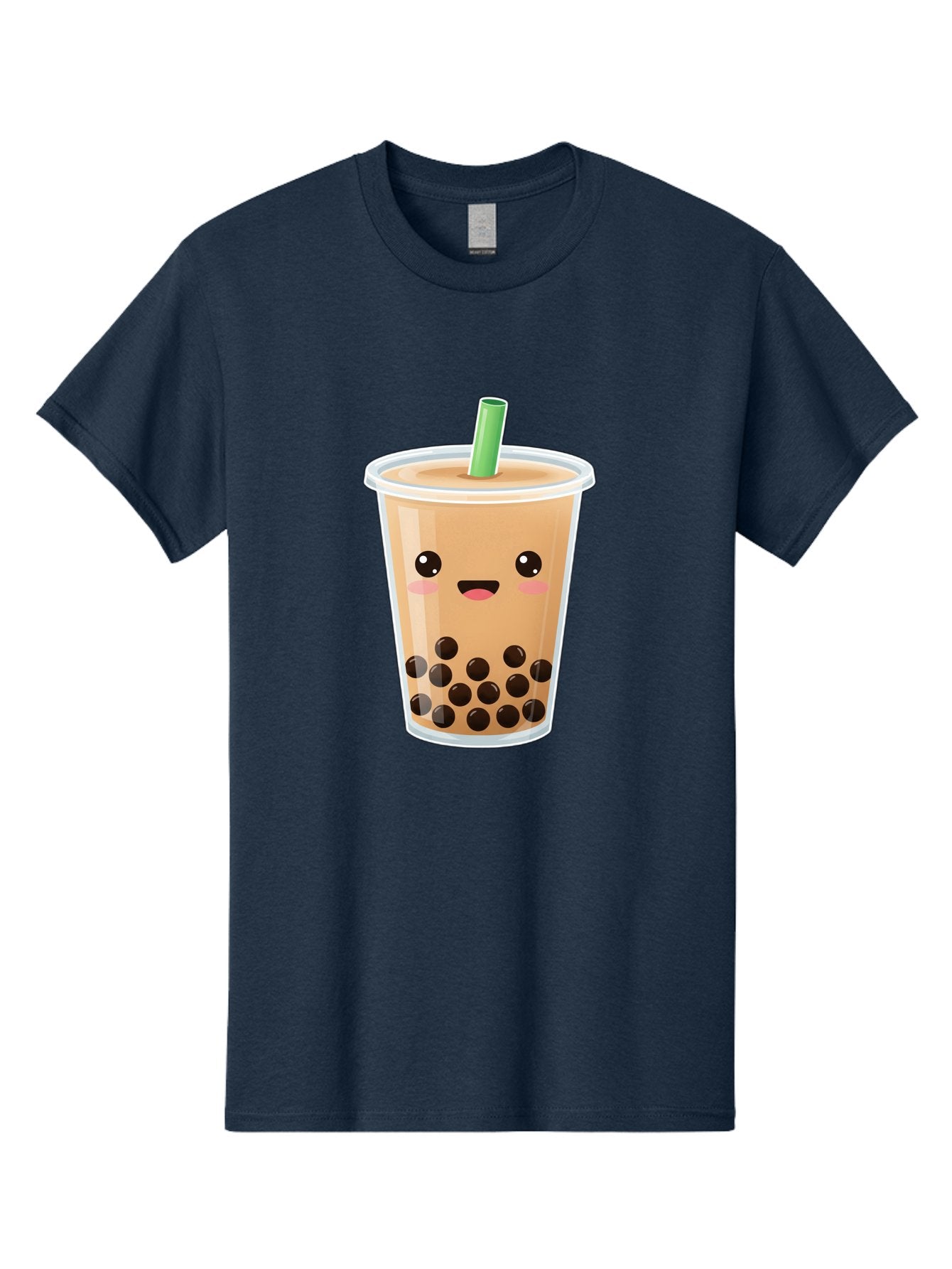 Bubble-Milk-Tea Men'S Graphic Tee, 100% Cotton, Comfortable Casual Summer Wear, Machine Washable, Bubble Tea, Boba, Milk Tea, Straw, Cartoon Character, Cute Face, Black Boba Pearls, Smiling, Kawaii, Popular Drink, Fun Design, Tasty, Bac688 6