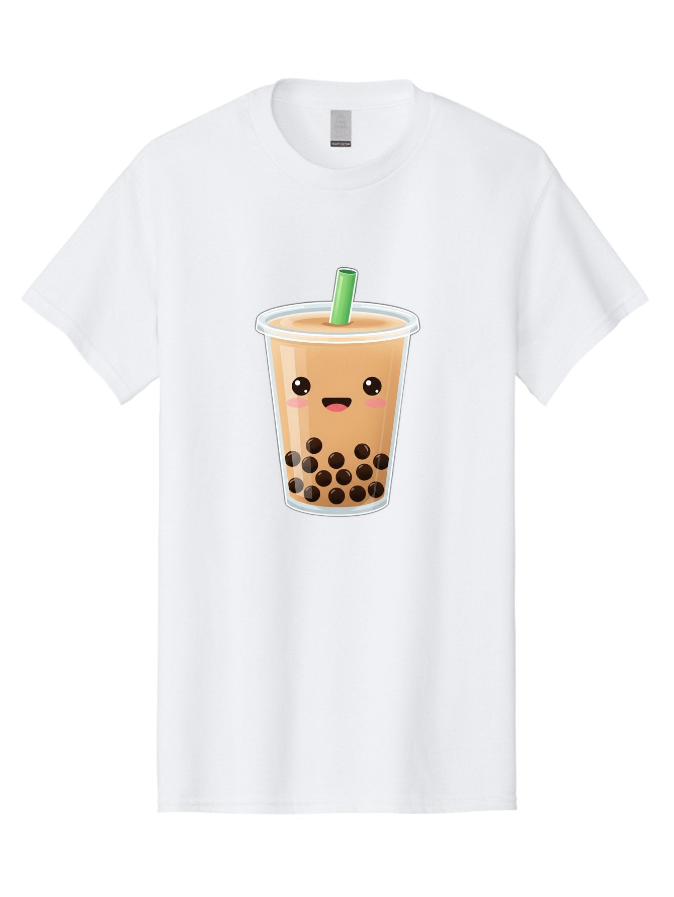Bubble-Milk-Tea Men'S Graphic Tee, 100% Cotton, Comfortable Casual Summer Wear, Machine Washable, Bubble Tea, Boba, Milk Tea, Straw, Cartoon Character, Cute Face, Black Boba Pearls, Smiling, Kawaii, Popular Drink, Fun Design, Tasty, Bac688