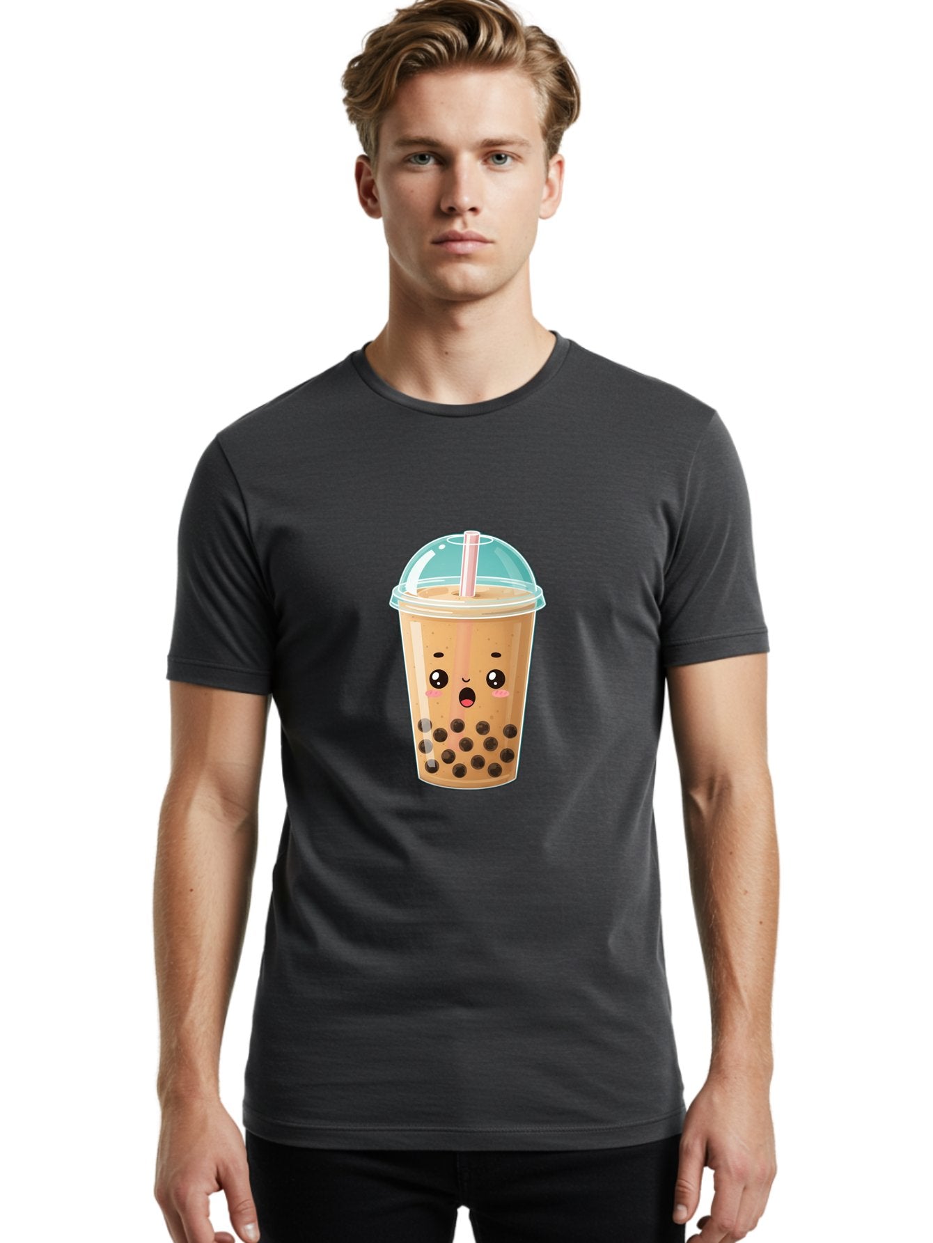 Bubble-Tea-1 Men'S Graphic Tee, 100% Cotton, Comfortable Casual Summer Wear, Machine Washable, Bubble Tea, Milk Tea, Boba Drink, Cartoon Character, Cute Face, Straw, Tapioca Pearls, Kawaii, Beverage, Refreshing Drink, Sweet Treat, Fun Design, Bac689 16