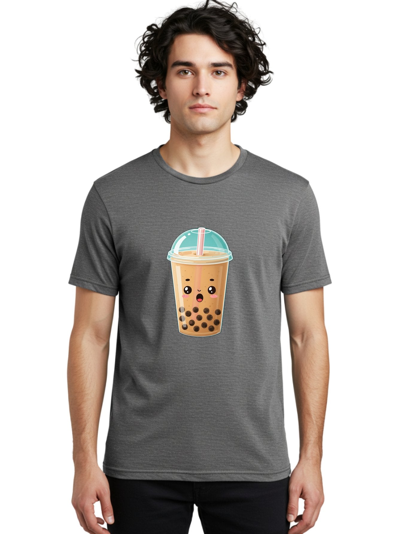 Bubble-Tea-1 Men'S Graphic Tee, 100% Cotton, Comfortable Casual Summer Wear, Machine Washable, Bubble Tea, Milk Tea, Boba Drink, Cartoon Character, Cute Face, Straw, Tapioca Pearls, Kawaii, Beverage, Refreshing Drink, Sweet Treat, Fun Design, Bac689 18