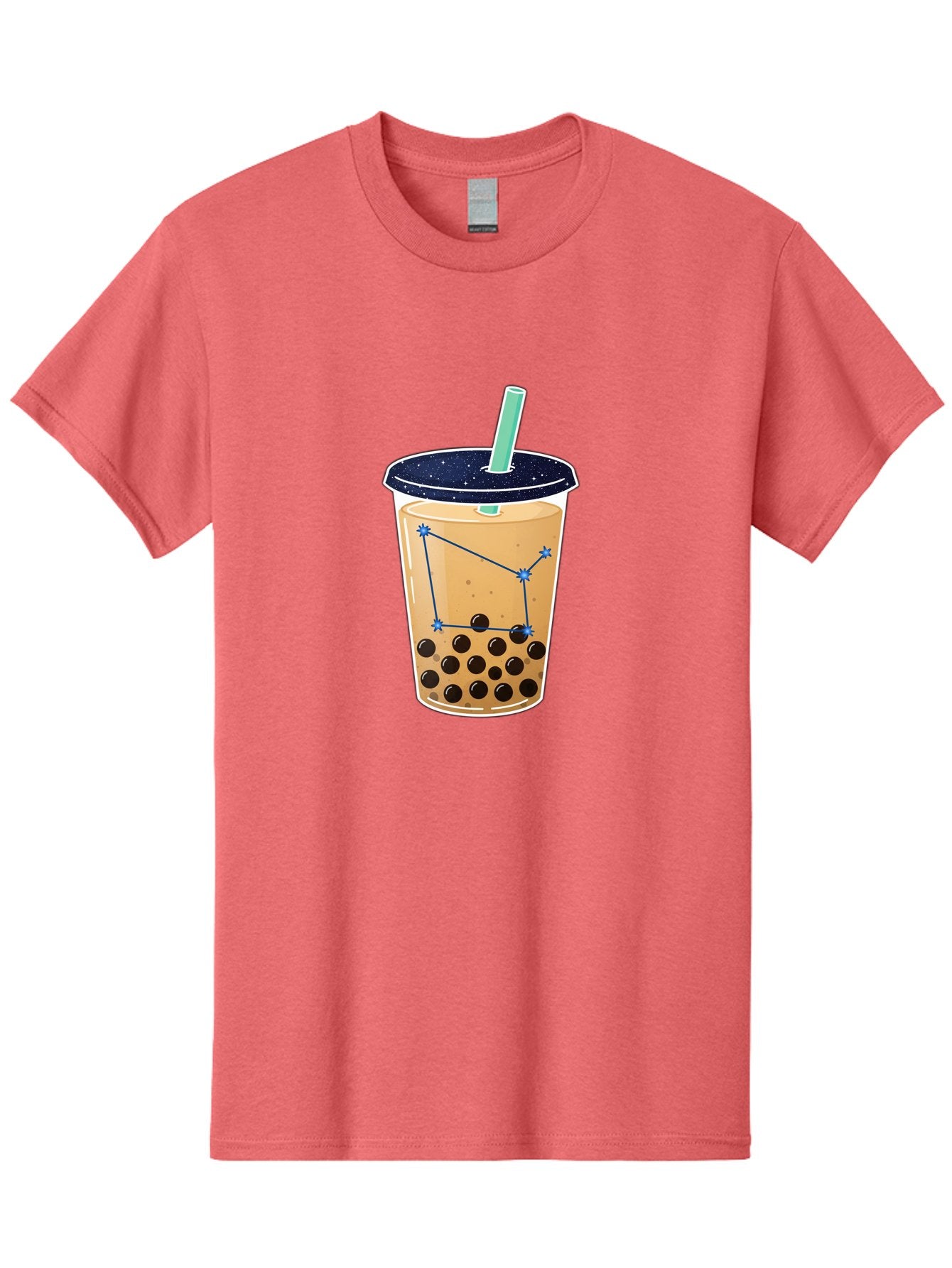 Bubble-Tea-11 Men'S Graphic Tee, 100% Cotton, Comfortable Casual Summer Wear, Machine Washable, Bubble Tea, Boba Drink, Milk Tea, Constellation Design, Starry Night, Coffee Drink, Tea Cup, Straw, Tapioca Pearls Bac691 9